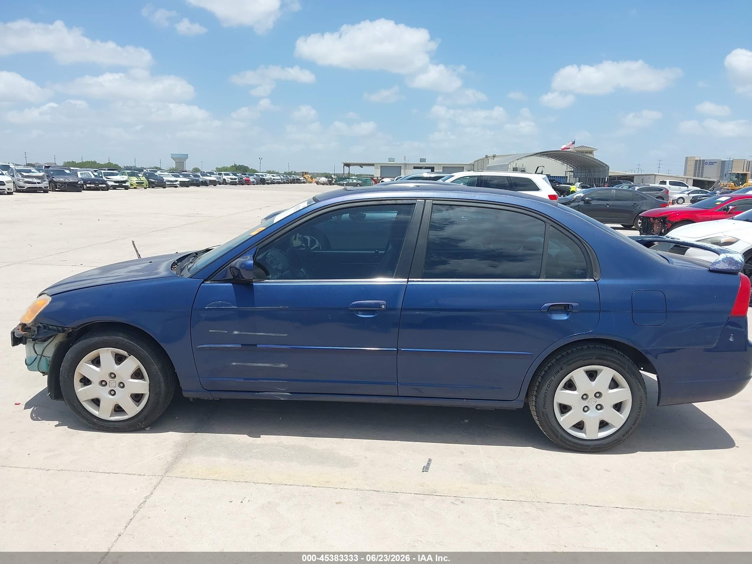 2001 Honda Civic Ex Синий vin: 1HGES26741L020320