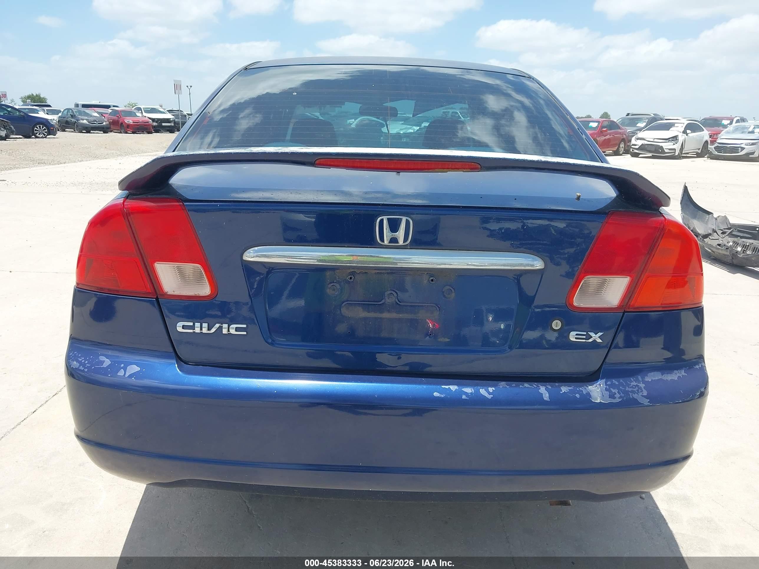 2001 Honda Civic Ex Синий vin: 1HGES26741L020320