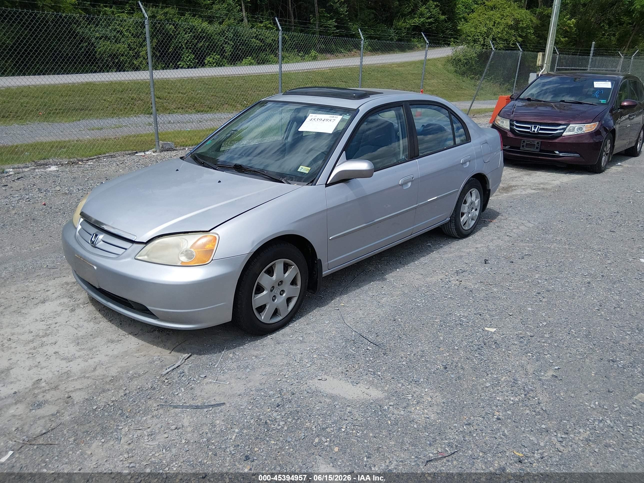 2002 Honda Civic Ex Silver vin: 1HGES26742L074380