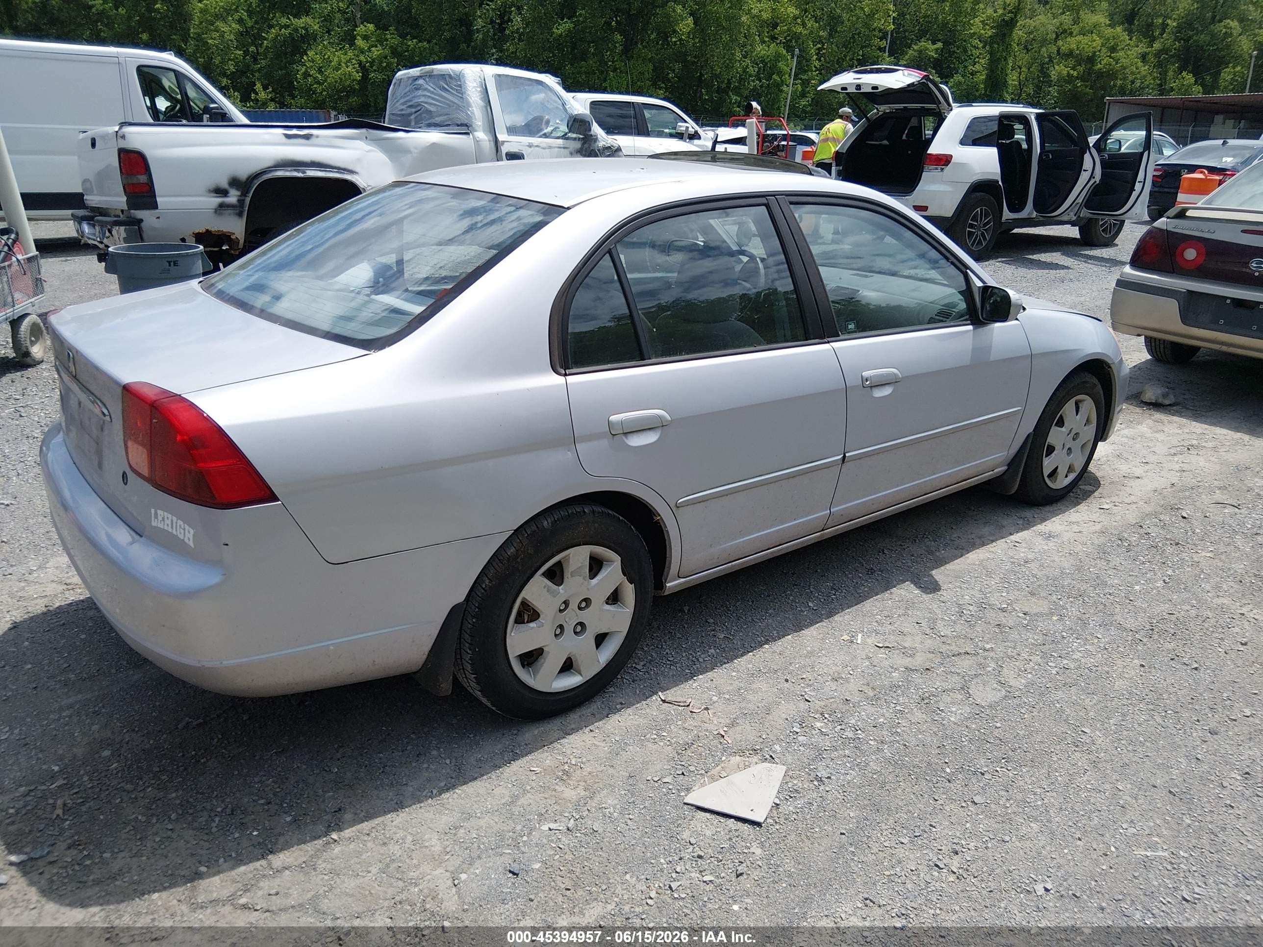2002 Honda Civic Ex Silver vin: 1HGES26742L074380