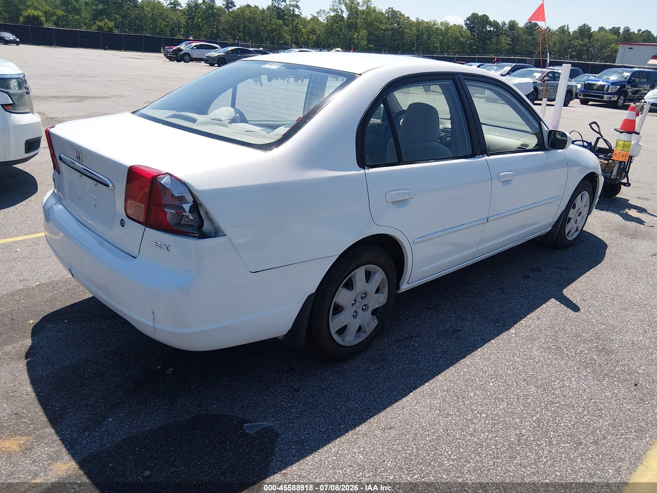 2001 Honda Civic Ex White vin: 1HGES26751L058588