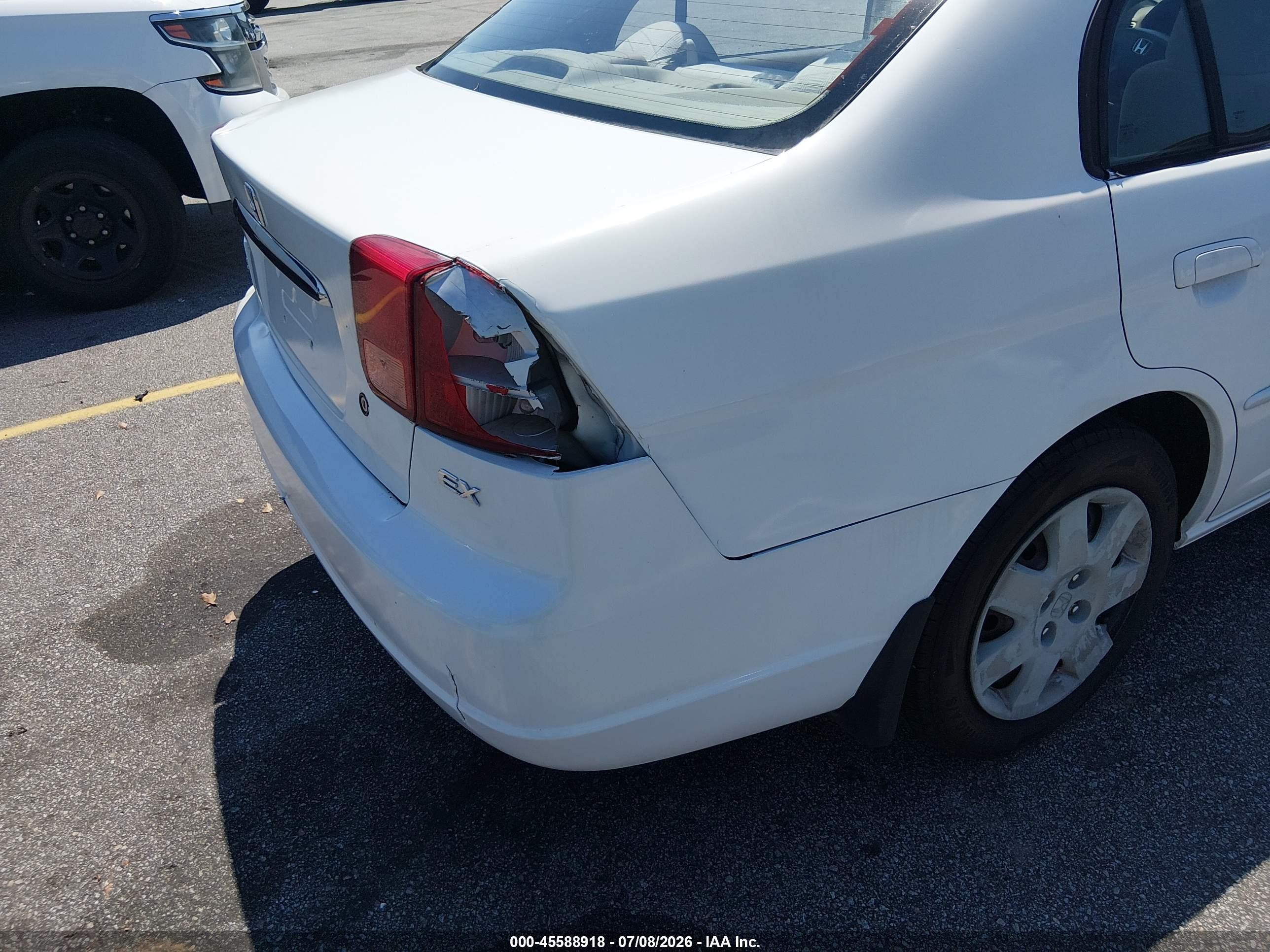 2001 Honda Civic Ex White vin: 1HGES26751L058588