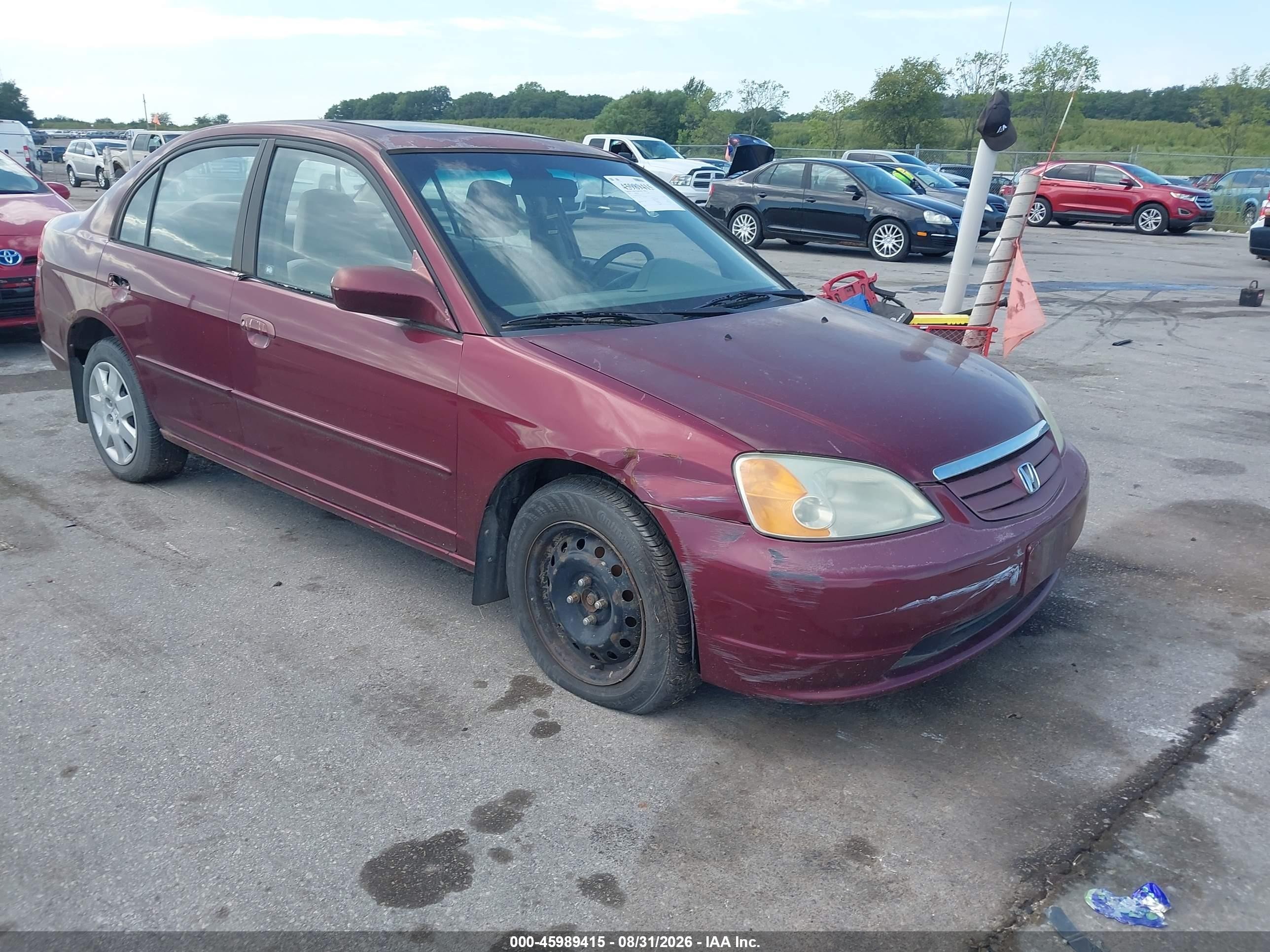 2002 Honda Civic Ex Maroon vin: 1HGES26752L057085