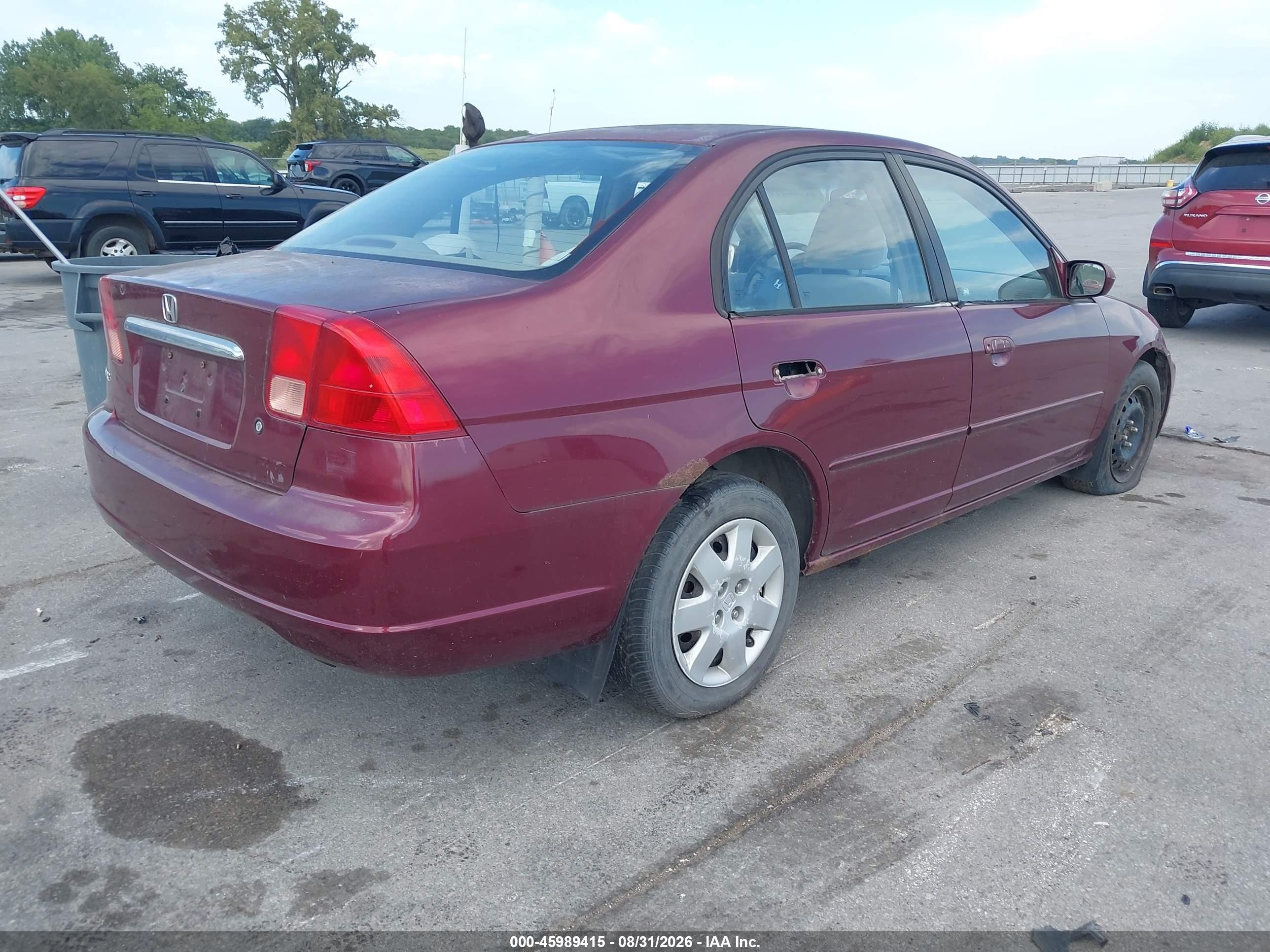 2002 Honda Civic Ex Maroon vin: 1HGES26752L057085