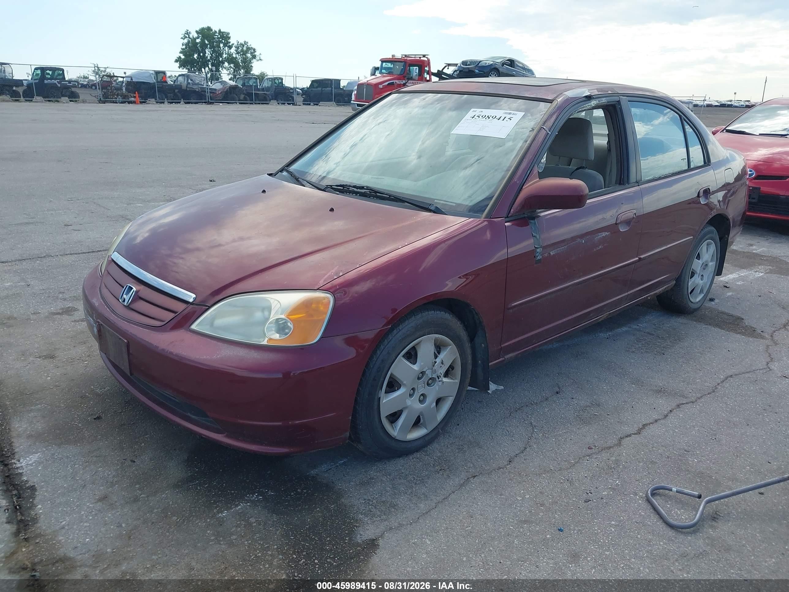 2002 Honda Civic Ex Maroon vin: 1HGES26752L057085
