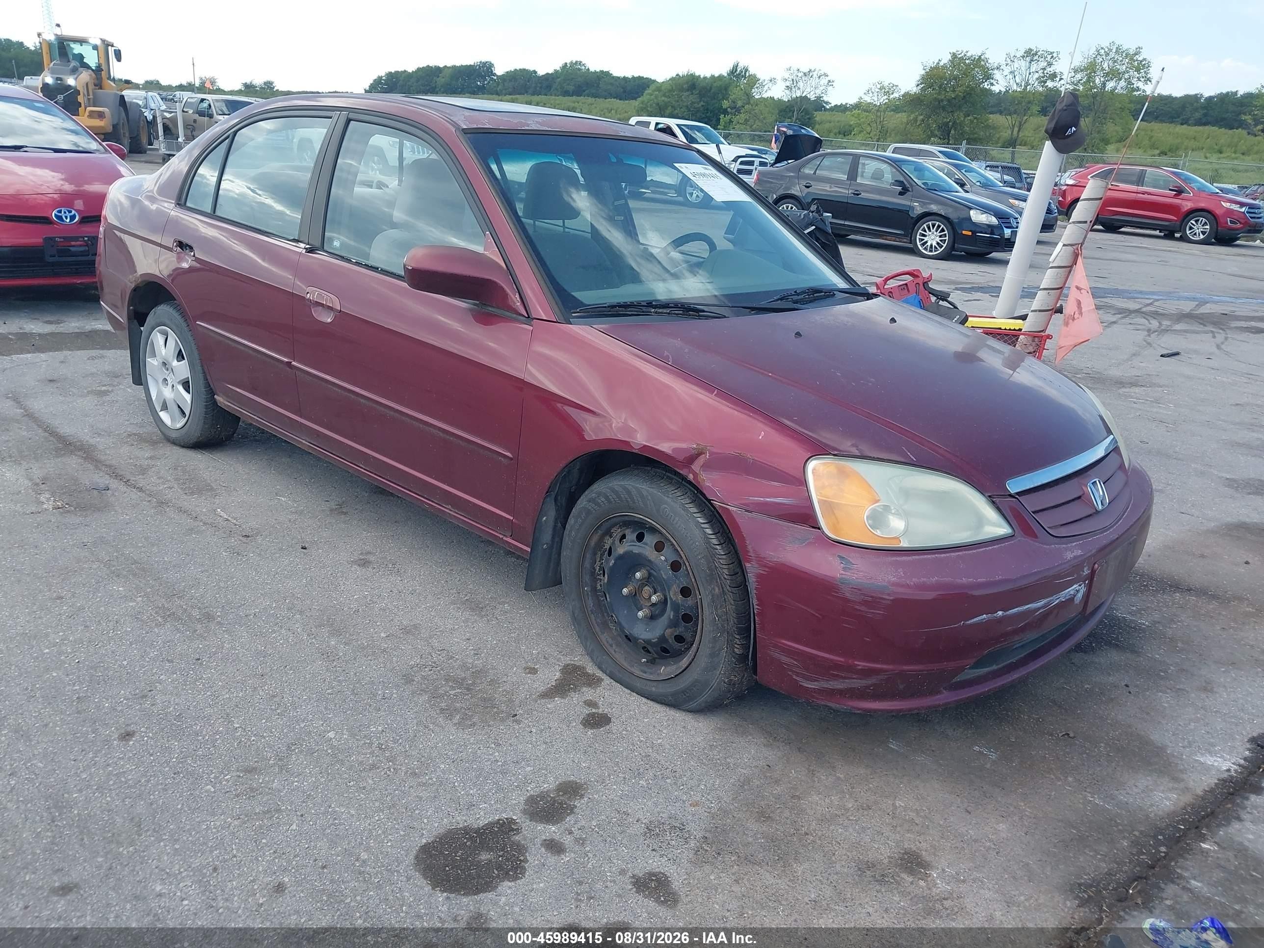 2002 Honda Civic Ex Maroon vin: 1HGES26752L057085
