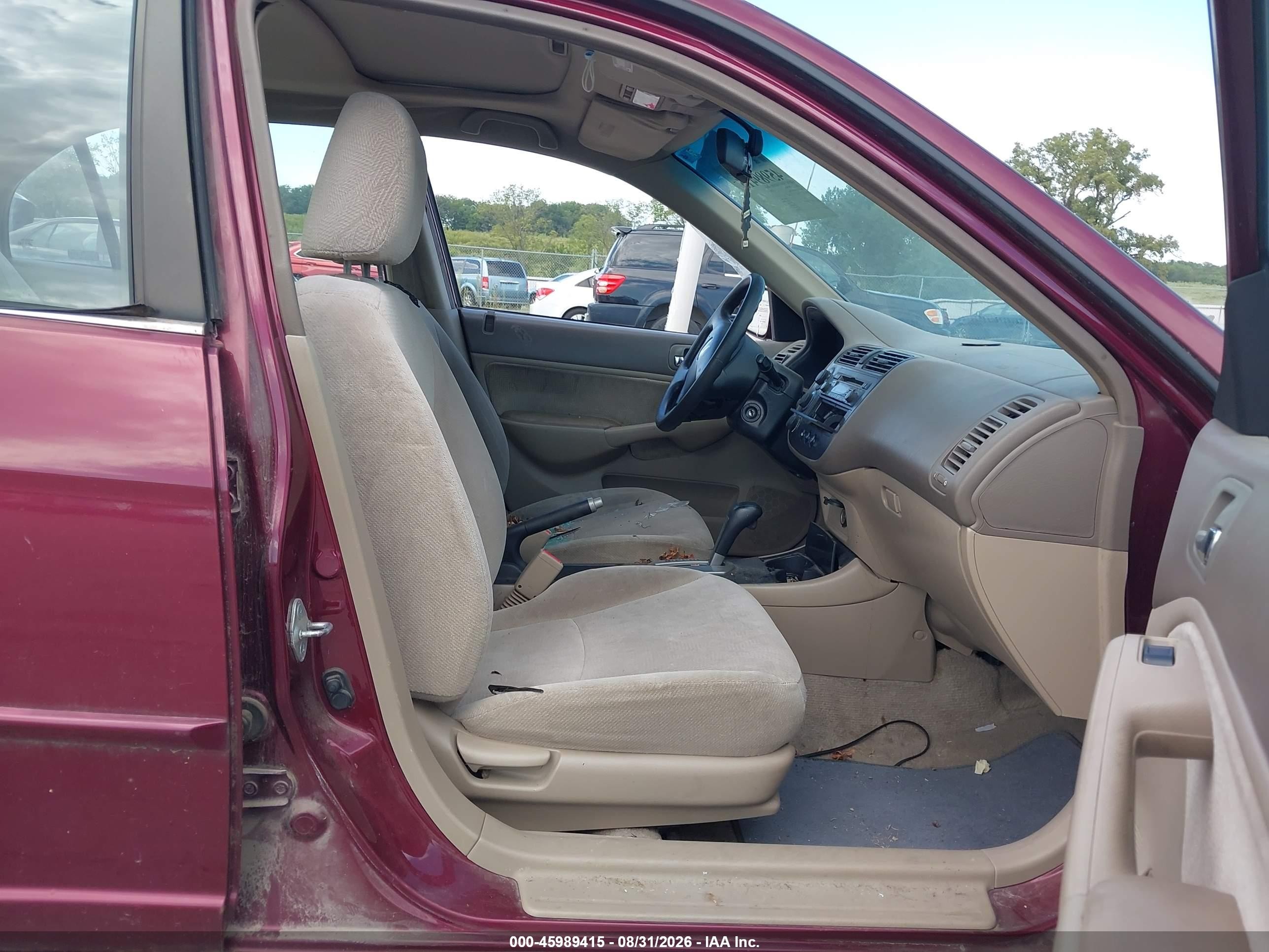 2002 Honda Civic Ex Maroon vin: 1HGES26752L057085