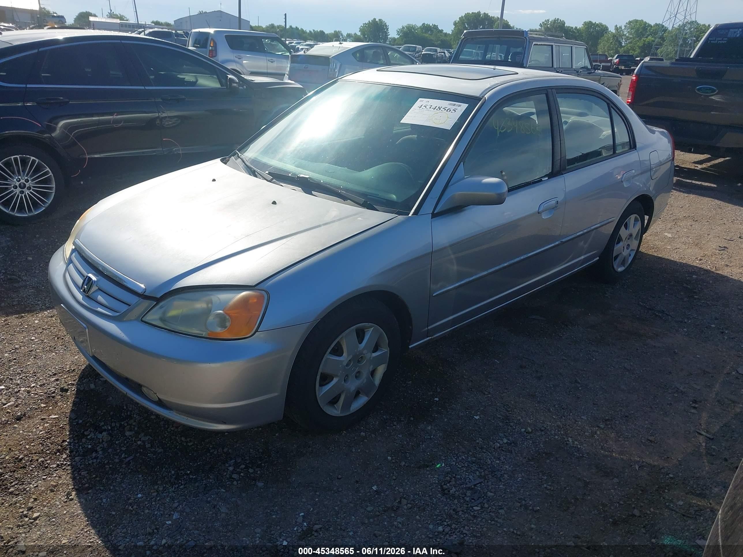 2002 Honda Civic Ex Silver vin: 1HGES26762L052350