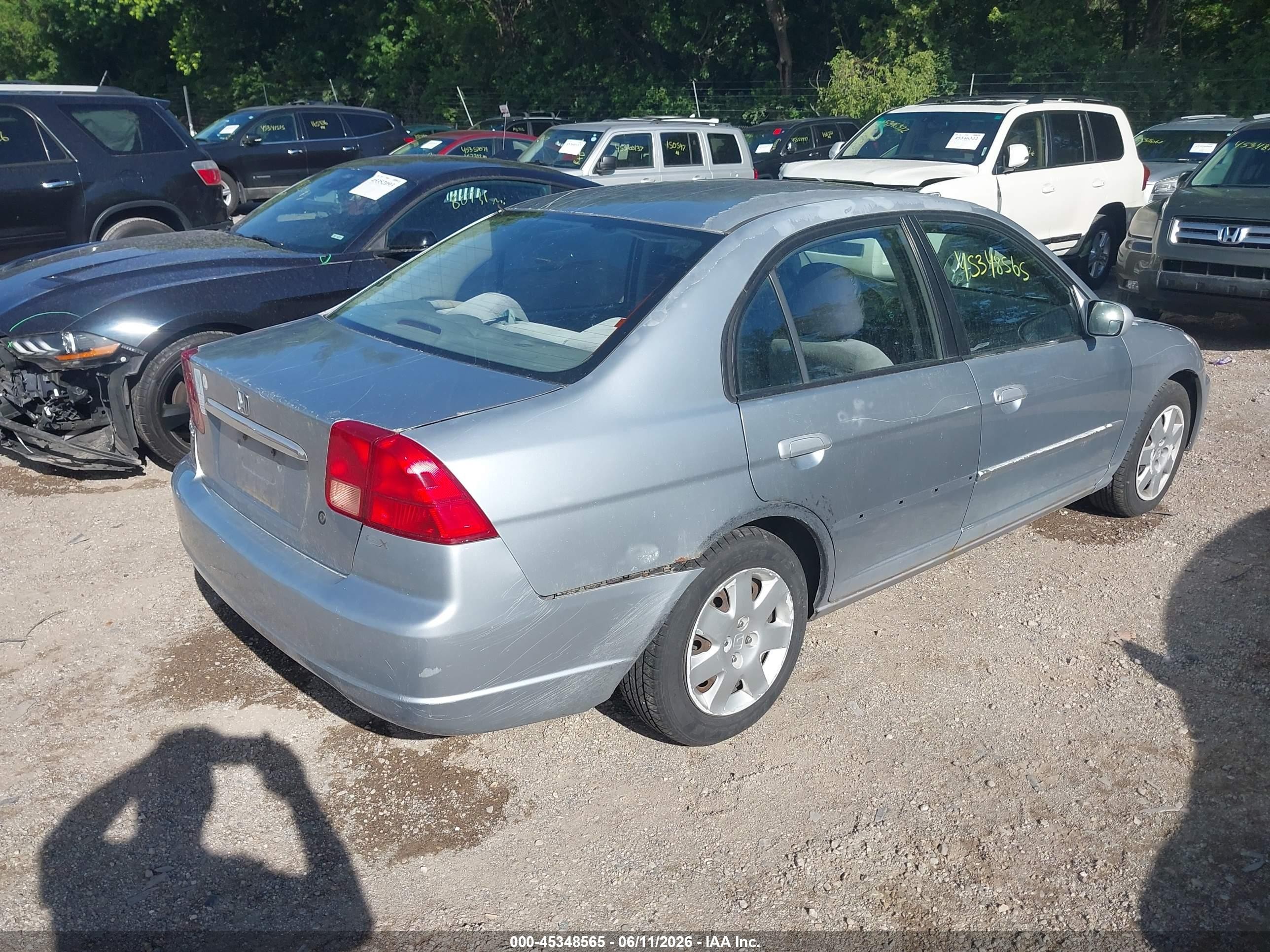 2002 Honda Civic Ex Silver vin: 1HGES26762L052350