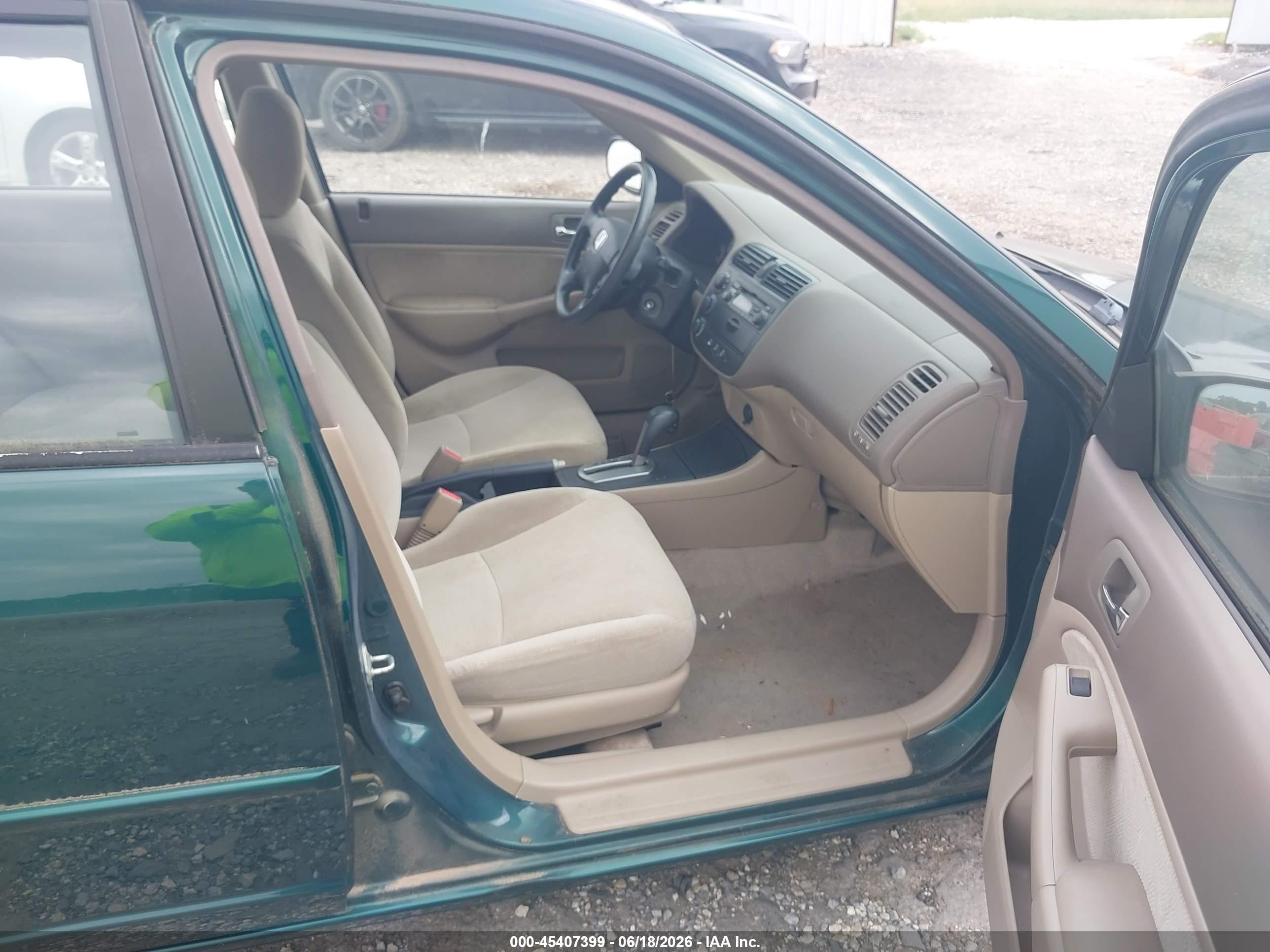 2002 Honda Civic Ex Green vin: 1HGES26762L057466