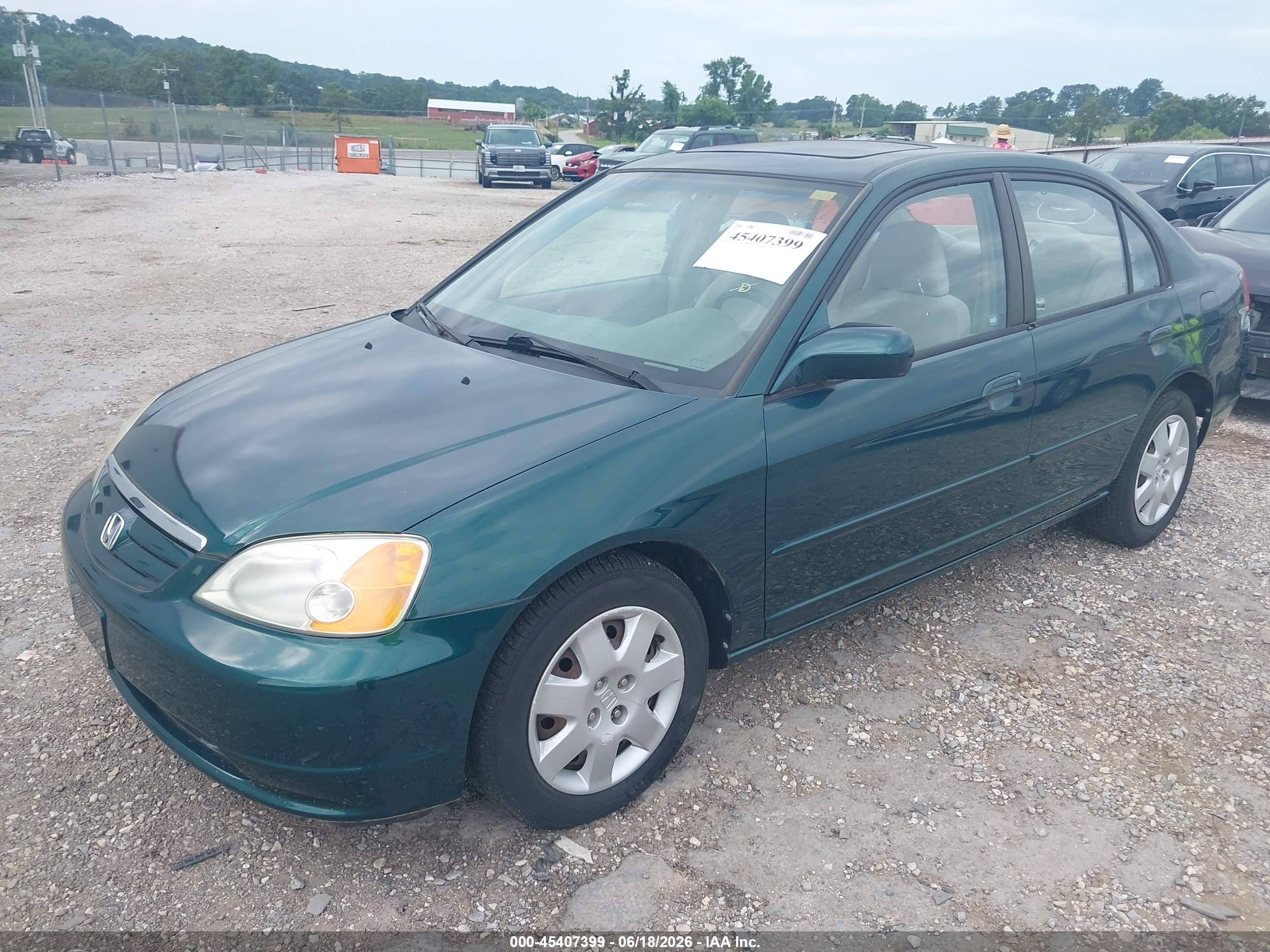 2002 Honda Civic Ex Green vin: 1HGES26762L057466