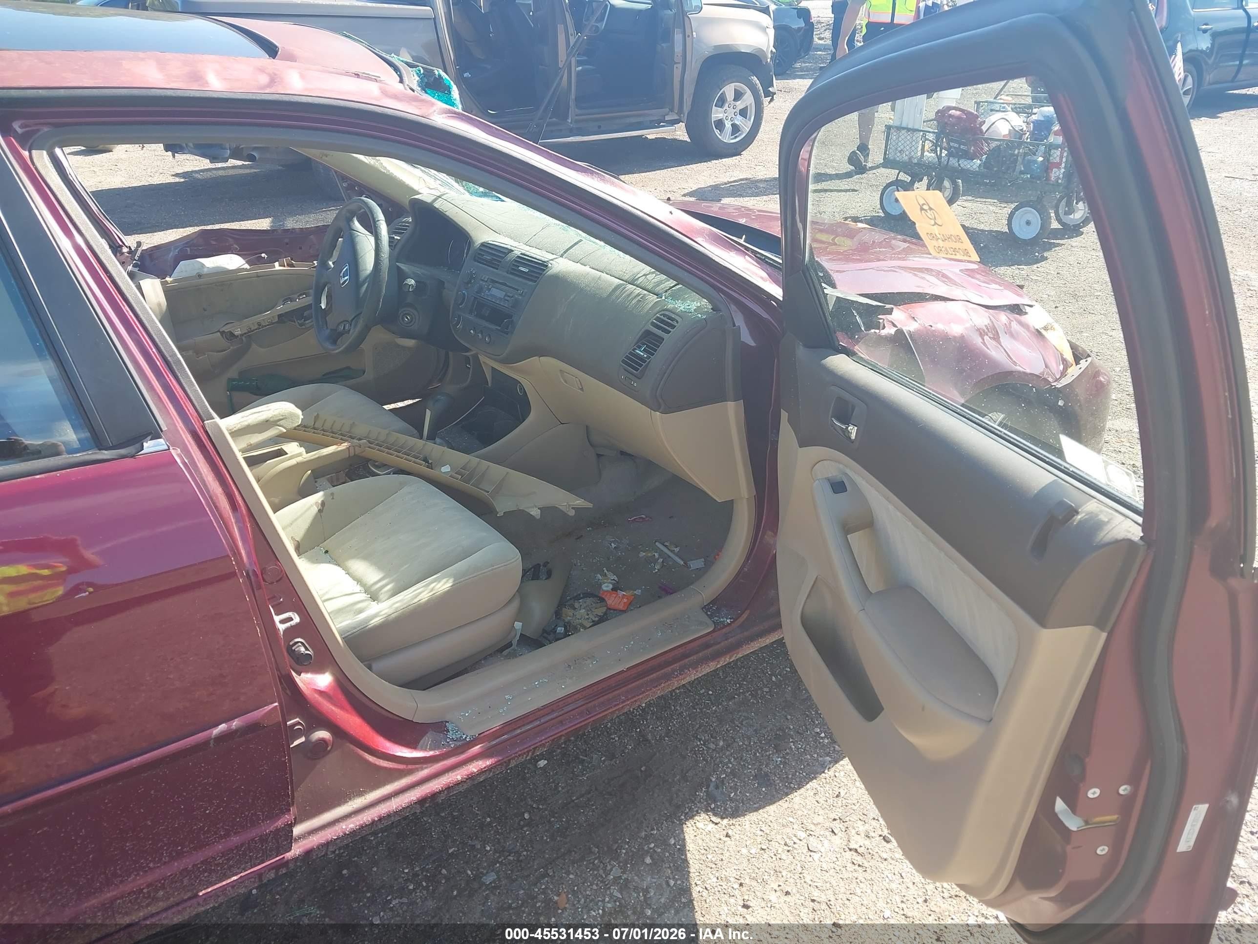 2003 Honda Civic Ex Burgundy vin: 1HGES26763L002114