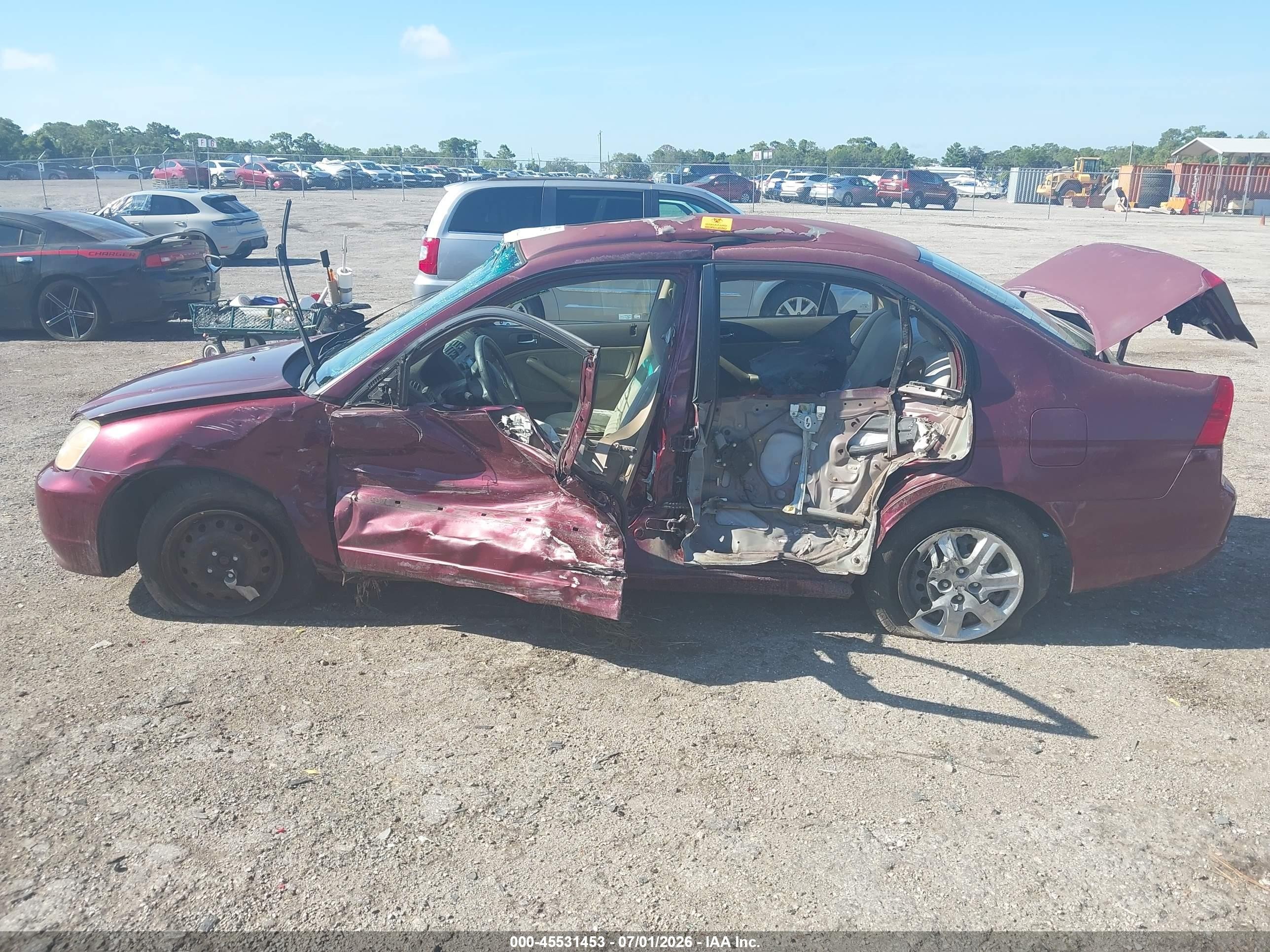 2003 Honda Civic Ex Burgundy vin: 1HGES26763L002114