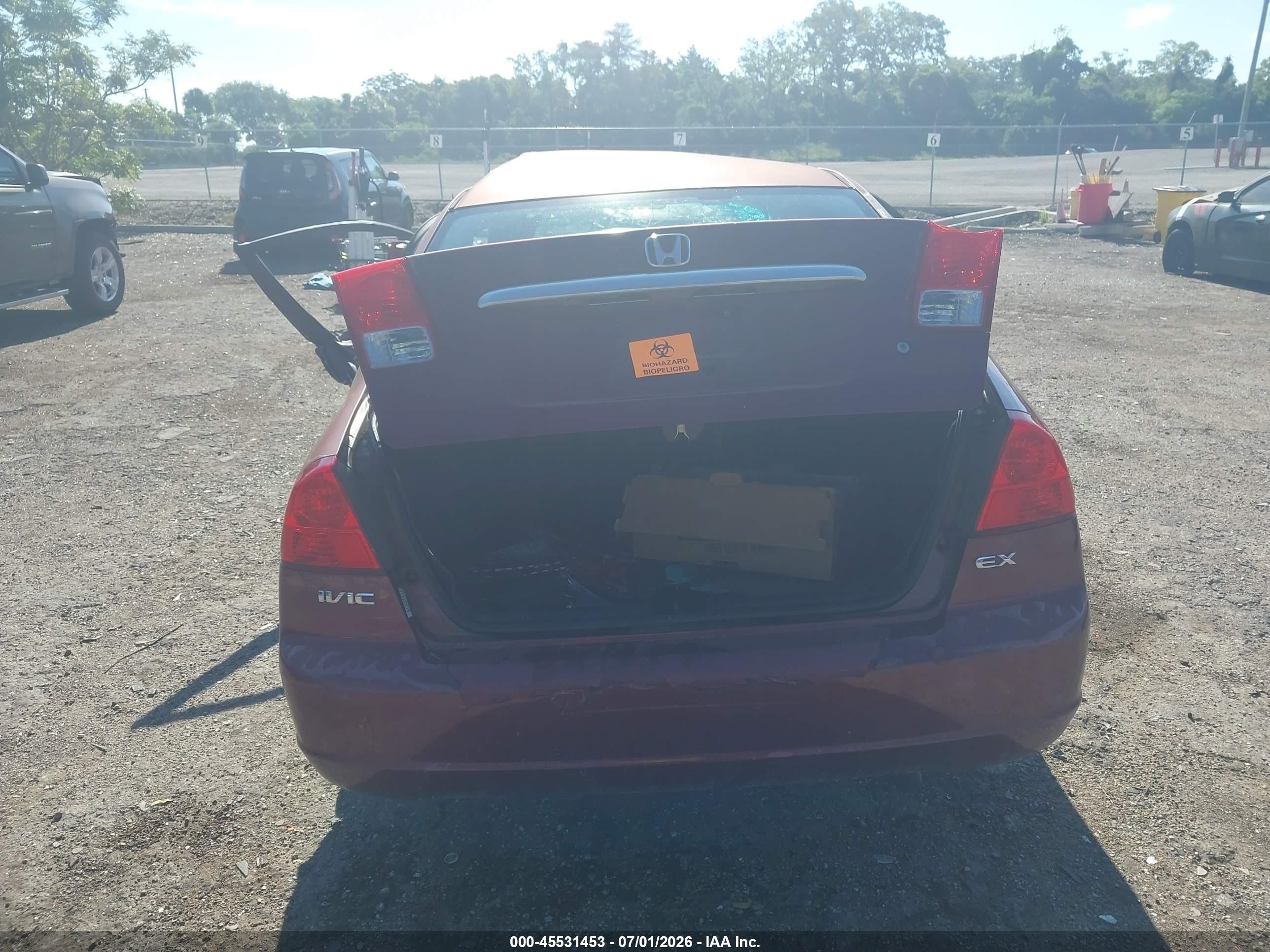 2003 Honda Civic Ex Burgundy vin: 1HGES26763L002114