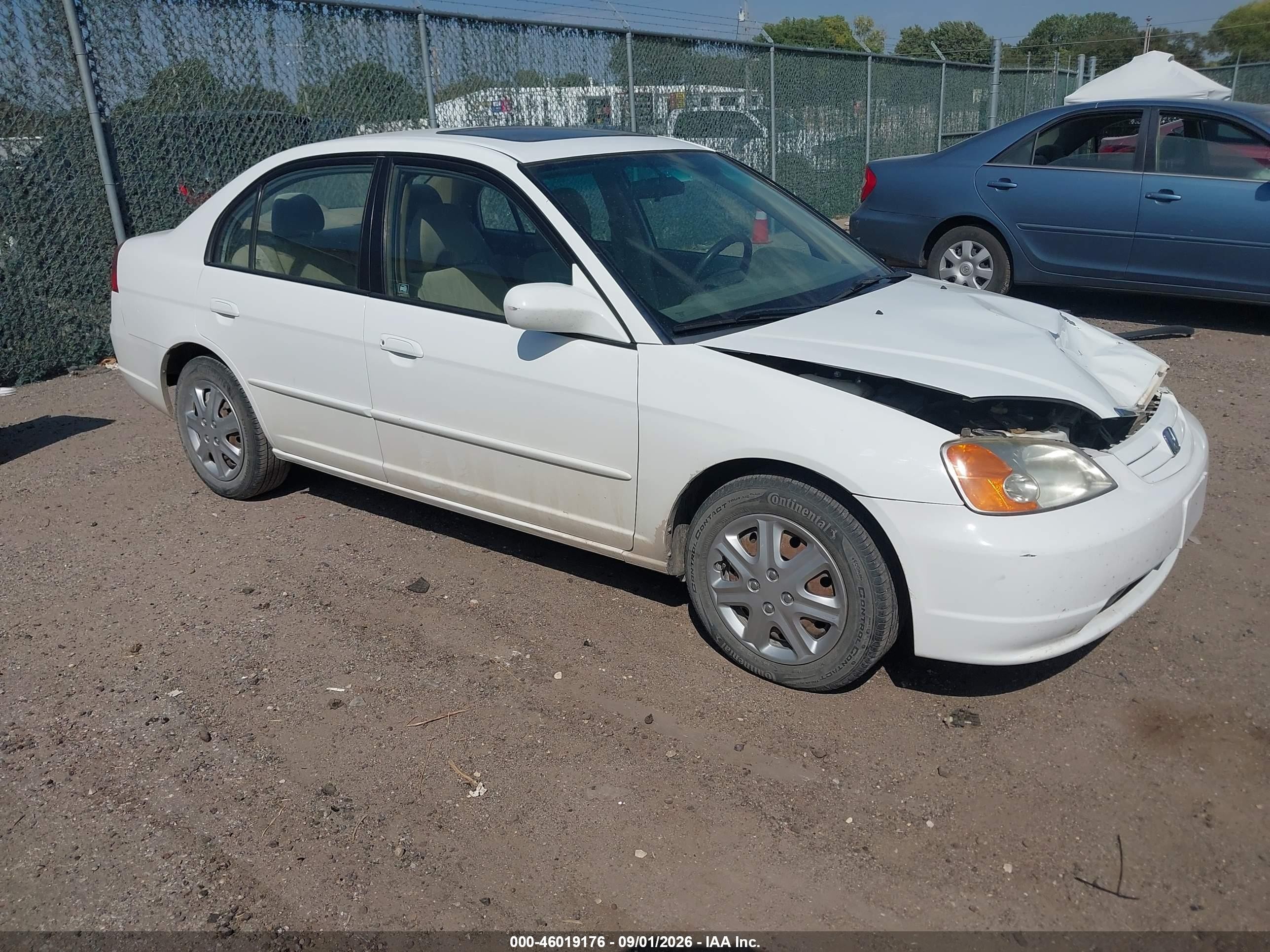2003 Honda Civic Ex White vin: 1HGES26773L010030