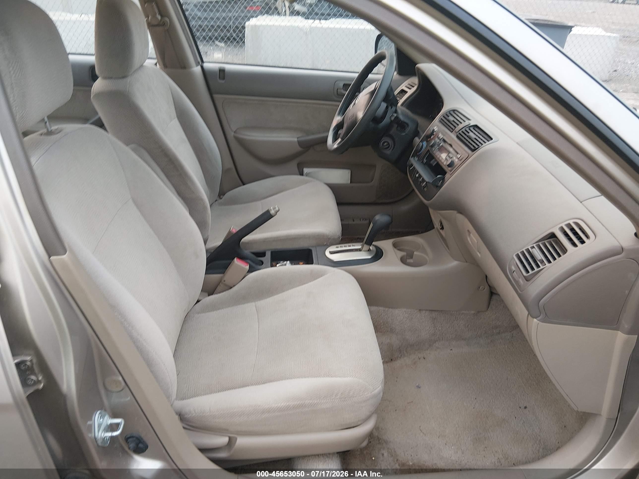2001 Honda Civic Ex Beige vin: 1HGES267X1L007555