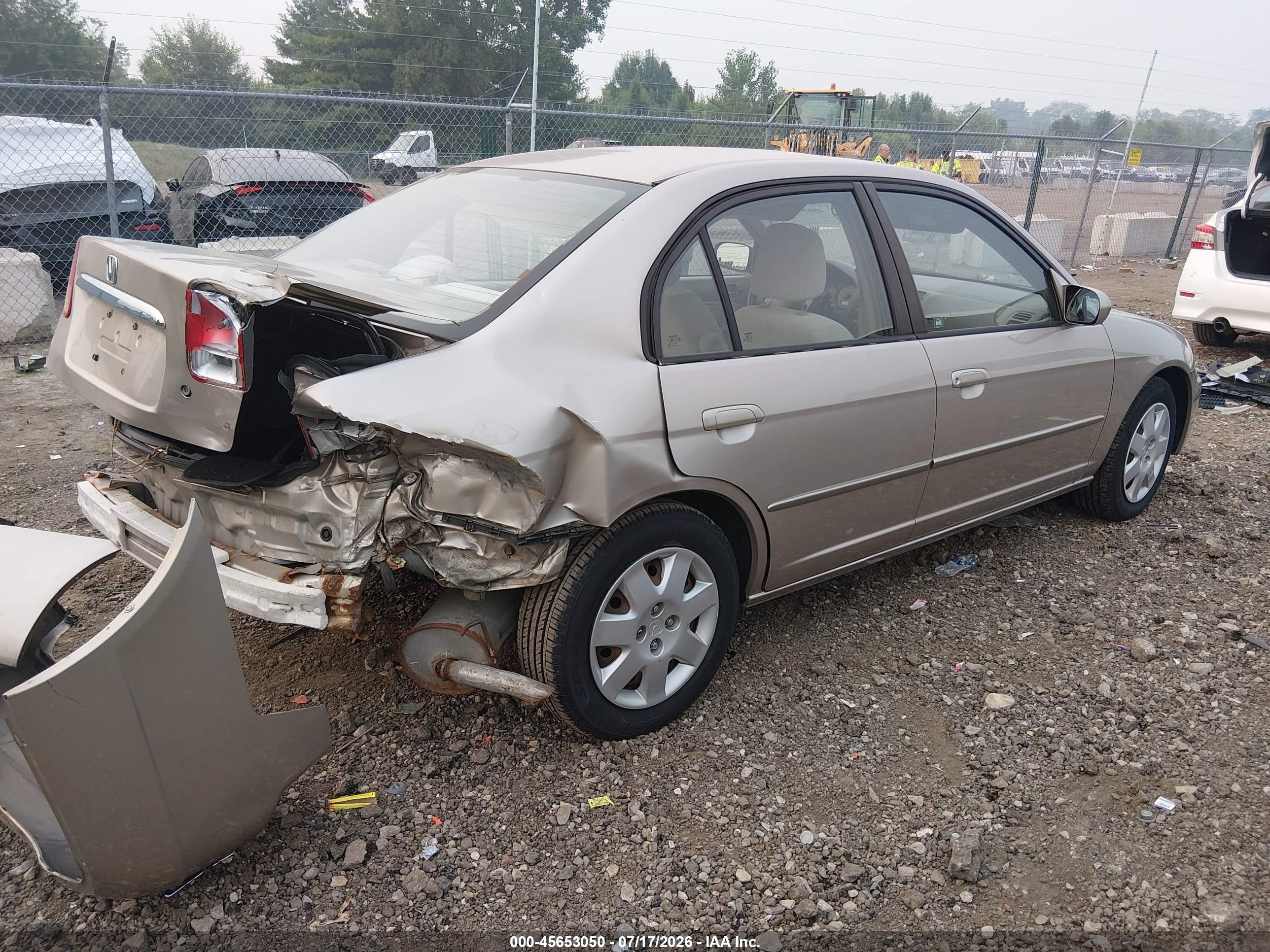 2001 Honda Civic Ex Beige vin: 1HGES267X1L007555