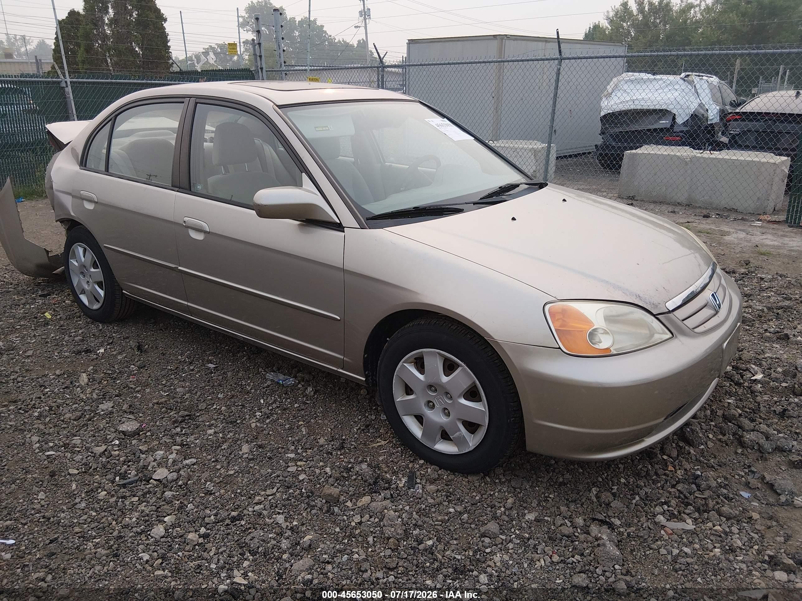 2001 Honda Civic Ex Beige vin: 1HGES267X1L007555