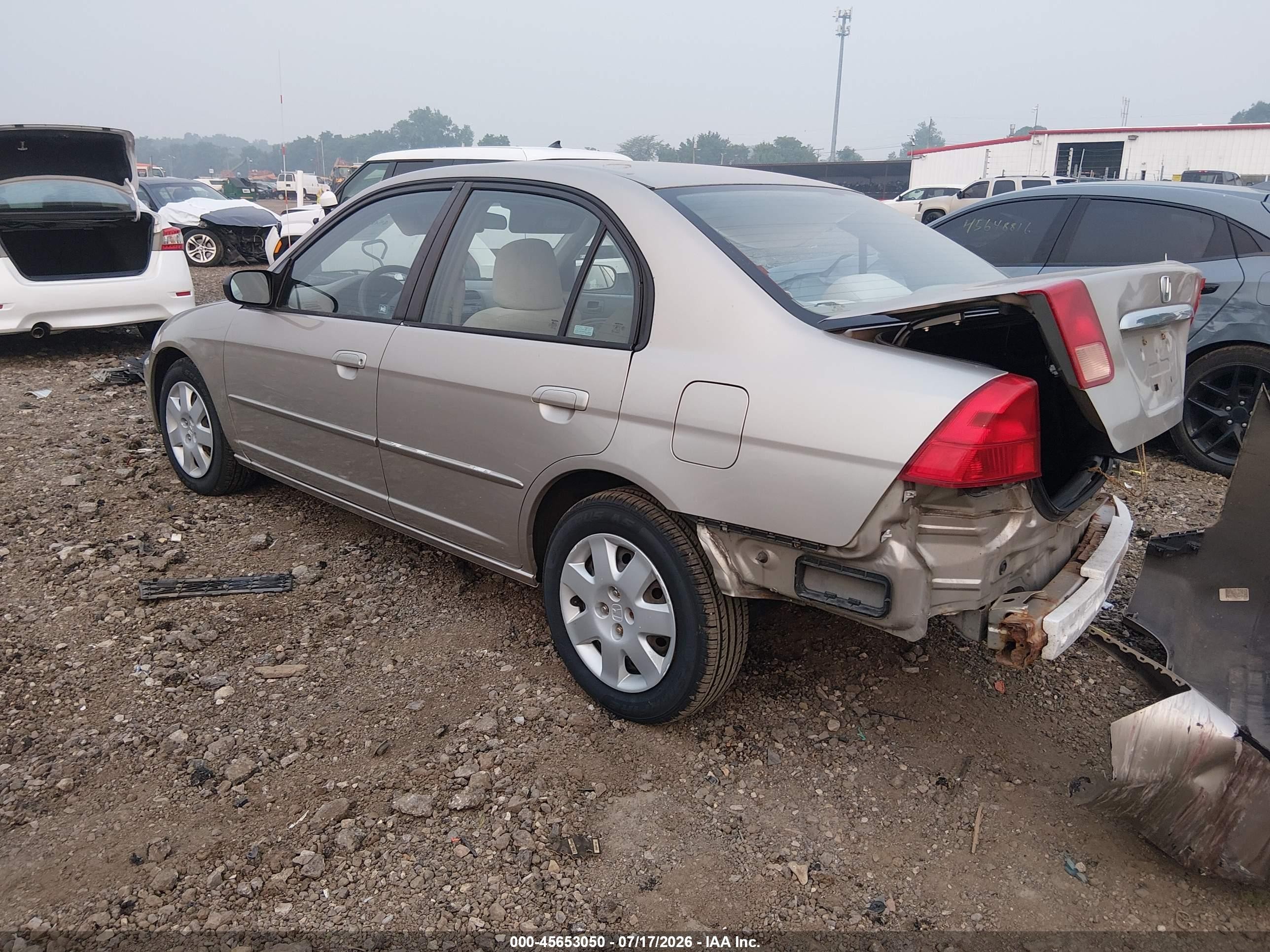2001 Honda Civic Ex Beige vin: 1HGES267X1L007555