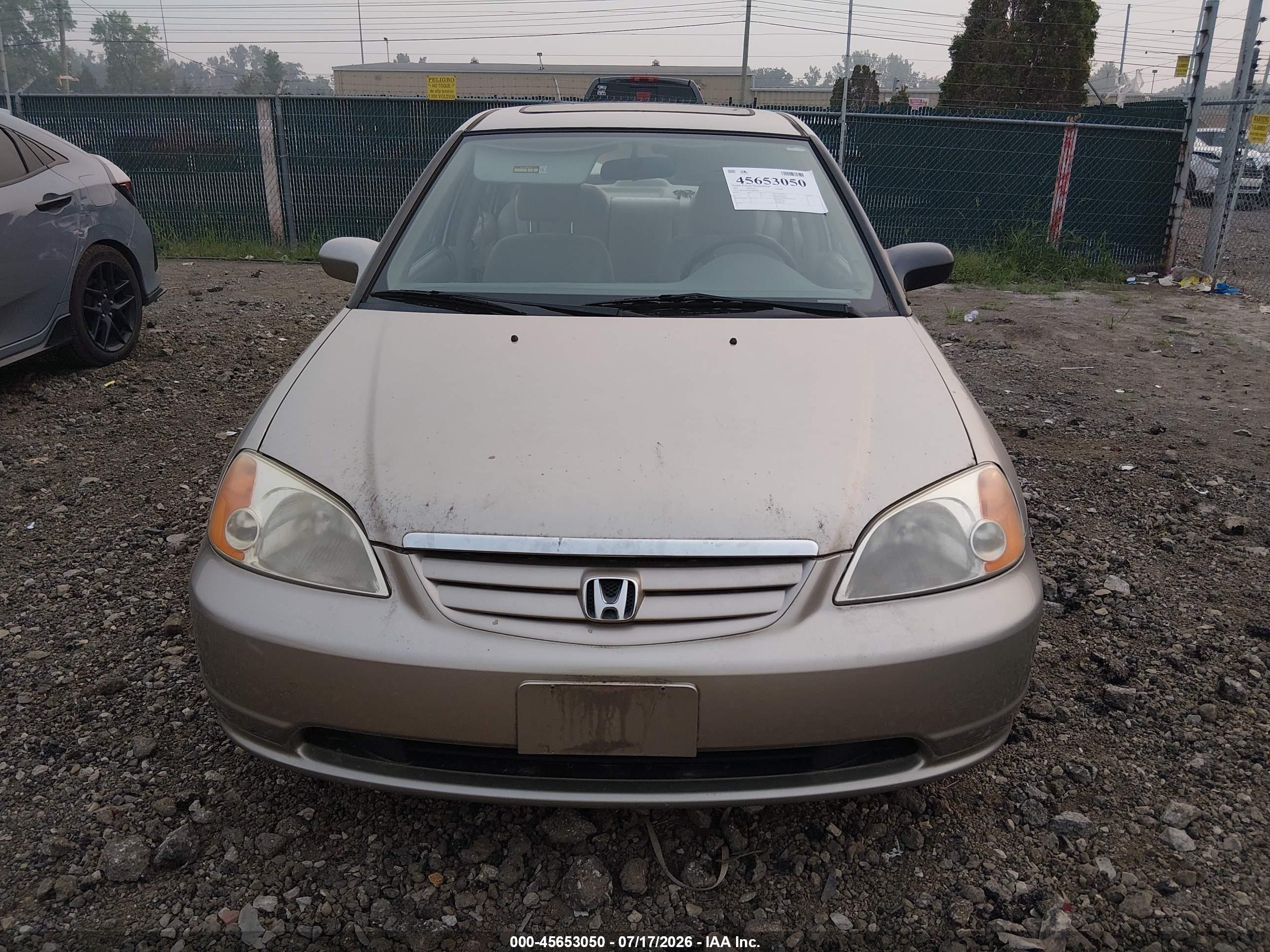 2001 Honda Civic Ex Beige vin: 1HGES267X1L007555