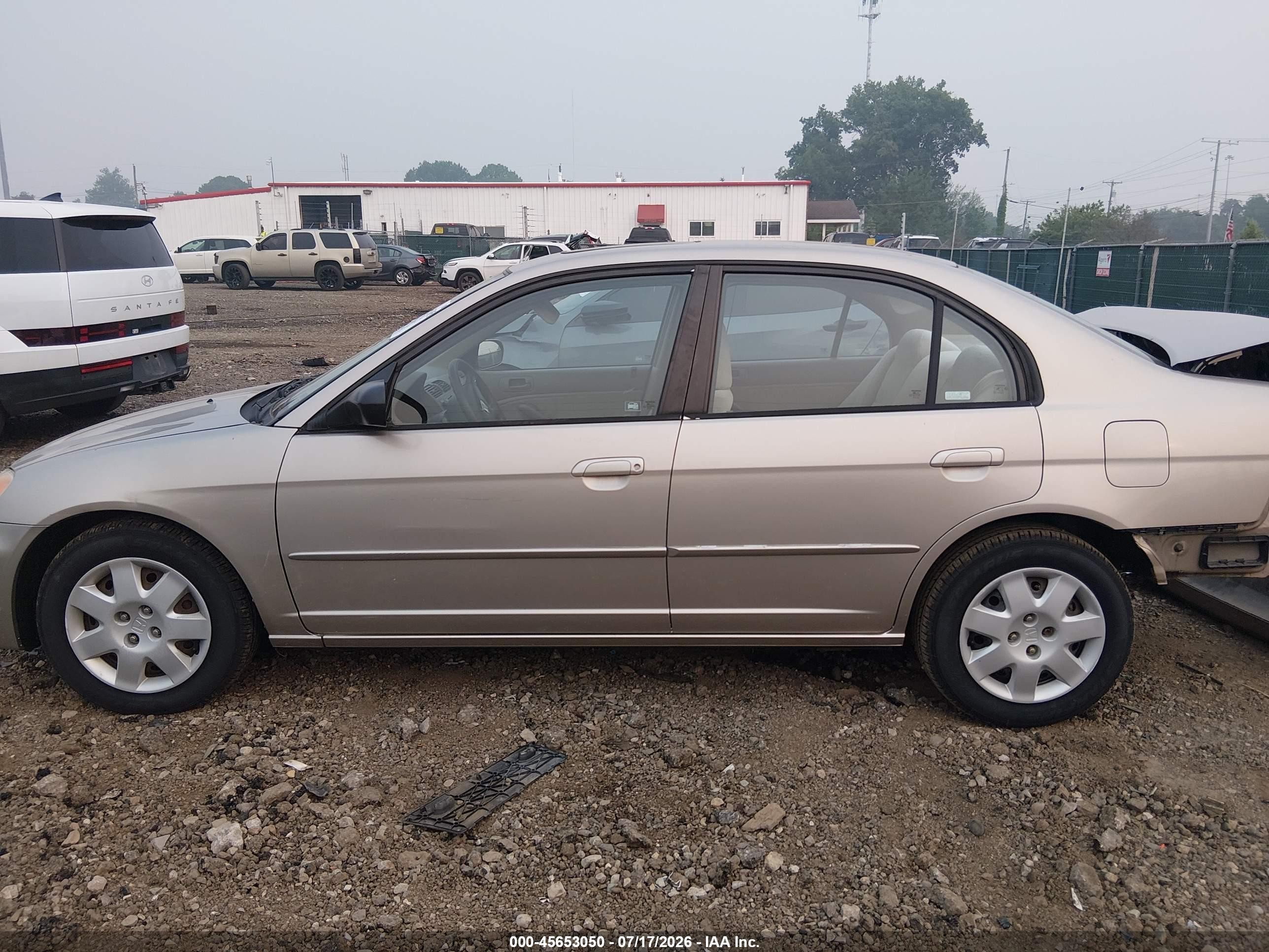2001 Honda Civic Ex Beige vin: 1HGES267X1L007555