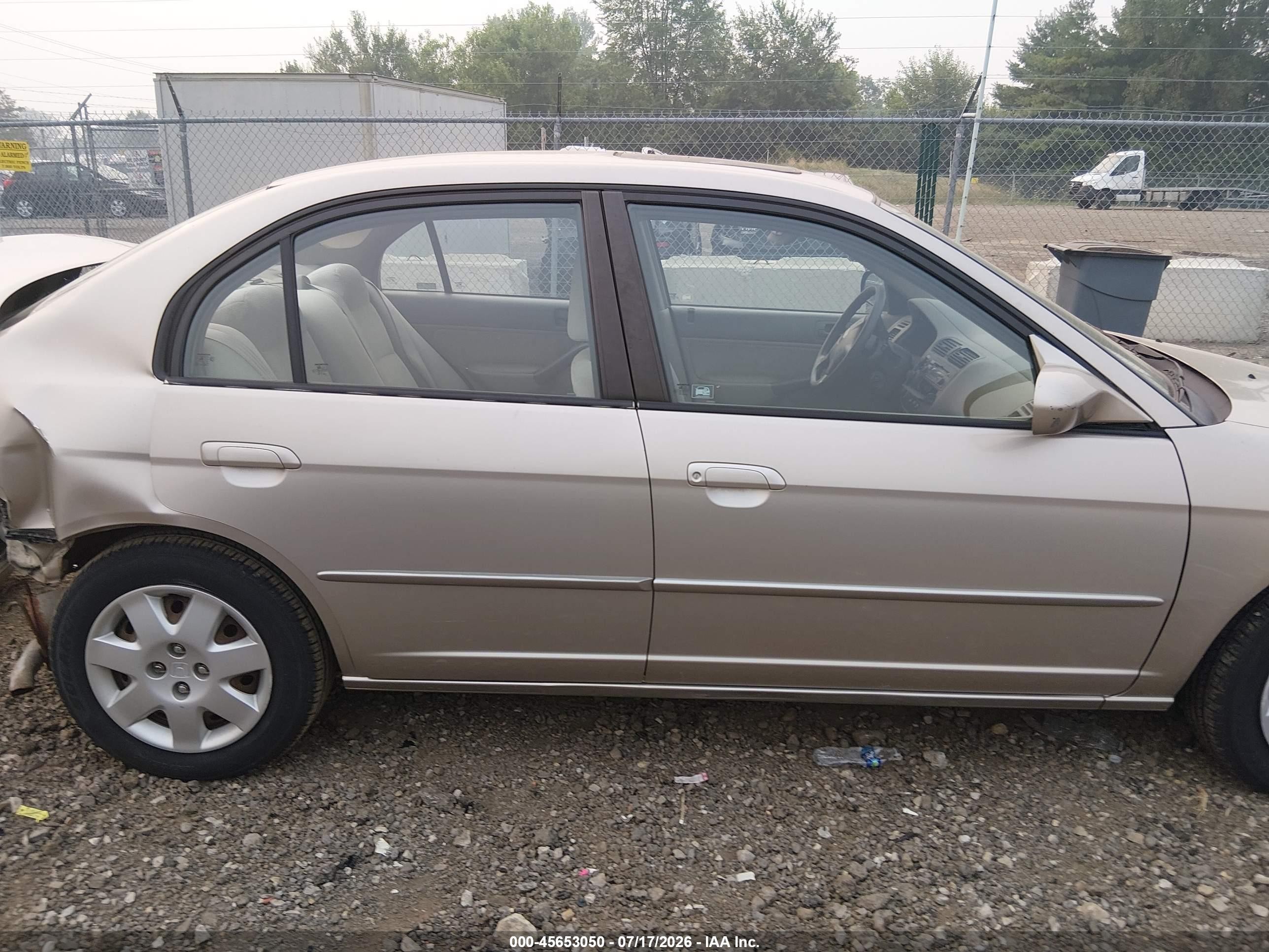 2001 Honda Civic Ex Beige vin: 1HGES267X1L007555