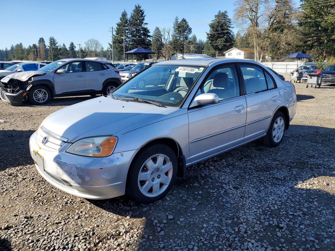 2002 Honda Civic Ex Silver vin: 1HGES267X2L053517