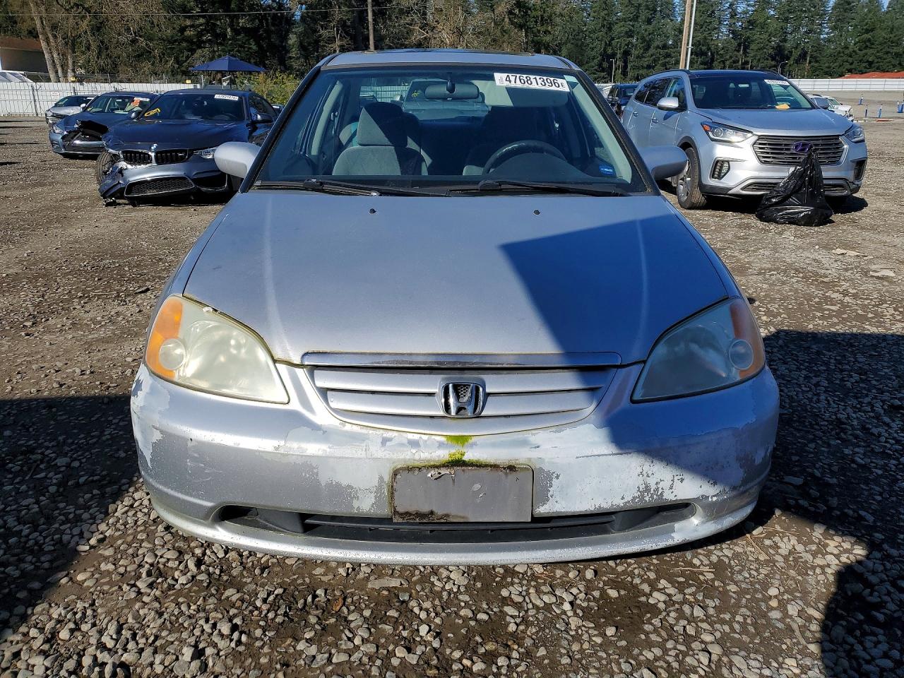 2002 Honda Civic Ex Silver vin: 1HGES267X2L053517
