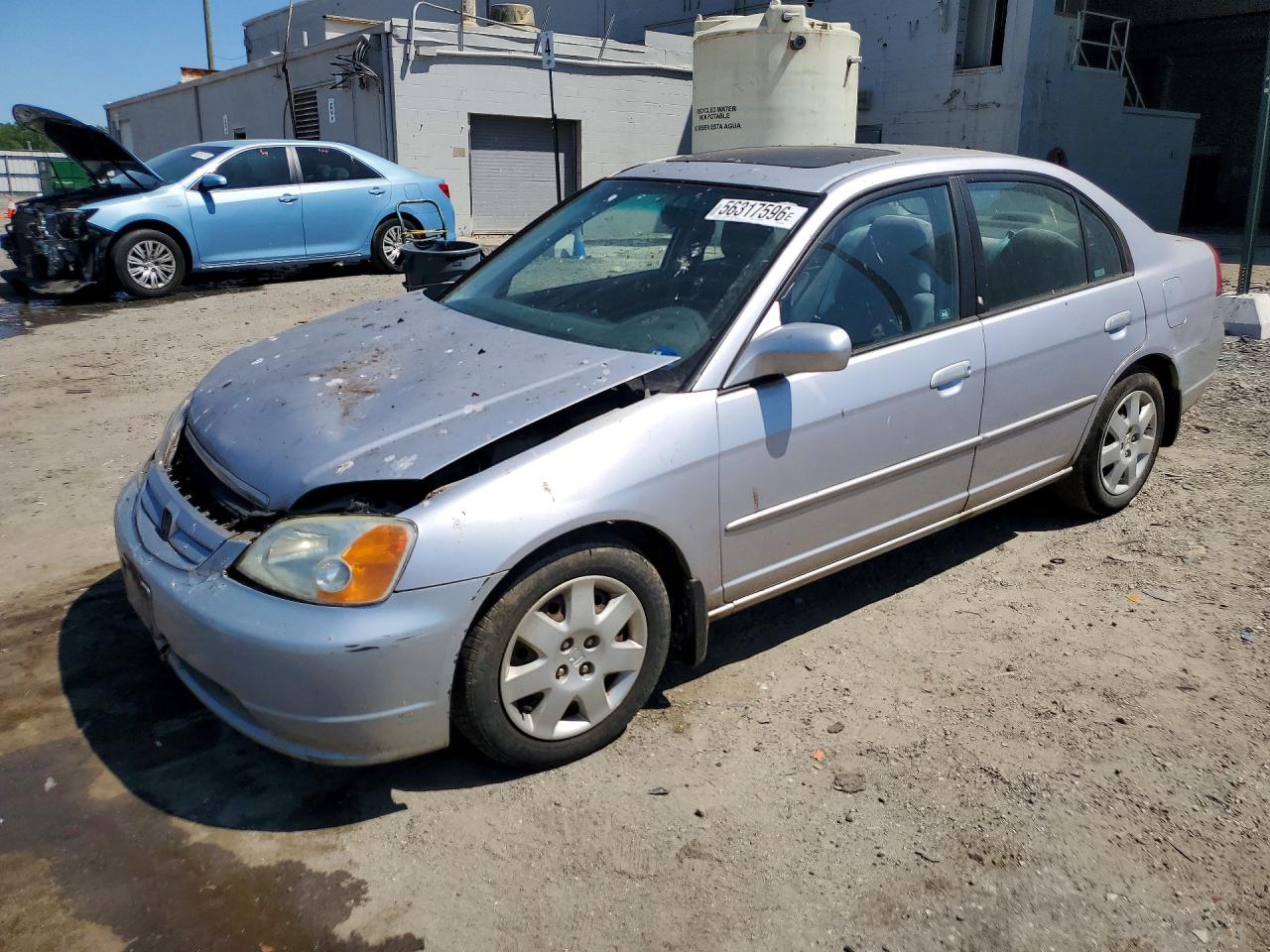 2002 Honda Civic Ex Silver vin: 1HGES26802L075230