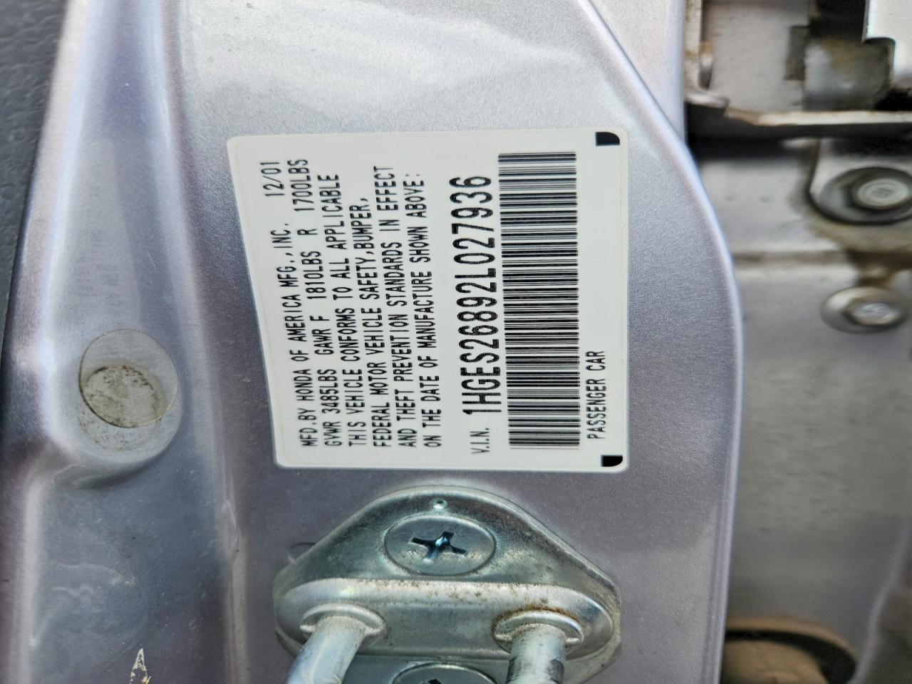 2002 Honda Civic Ex Silver vin: 1HGES26892L027936