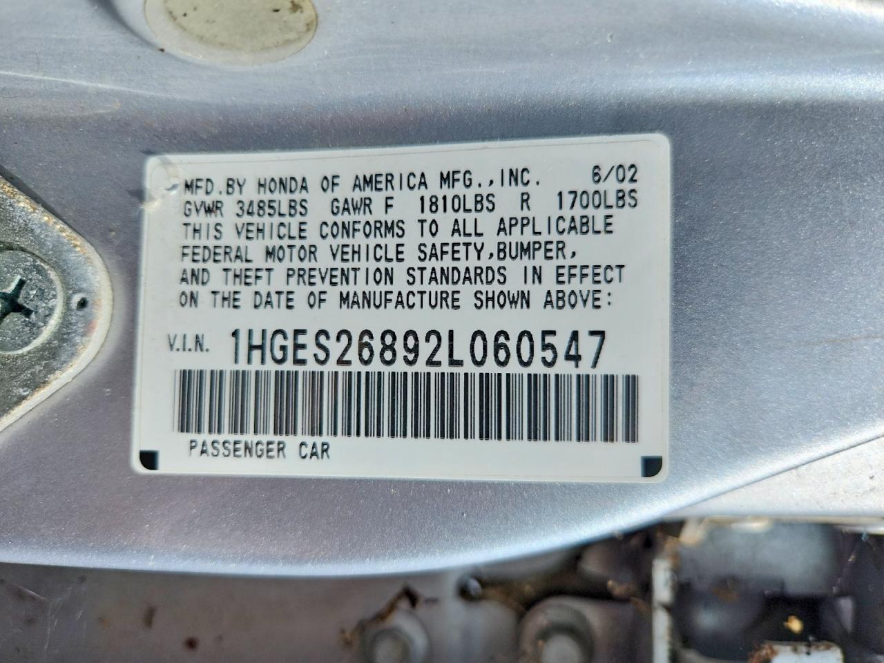2002 Honda Civic Ex Silver vin: 1HGES26892L060547