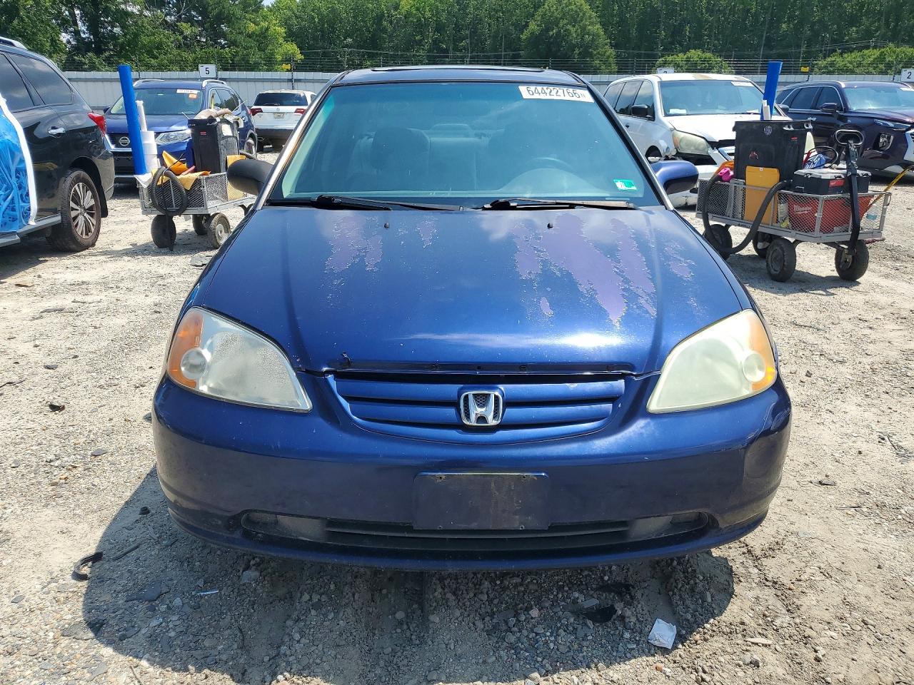 2002 Honda Civic Ex Синий vin: 1HGES268X2L024219