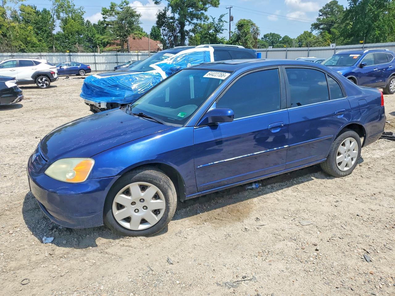 2002 Honda Civic Ex Синий vin: 1HGES268X2L024219