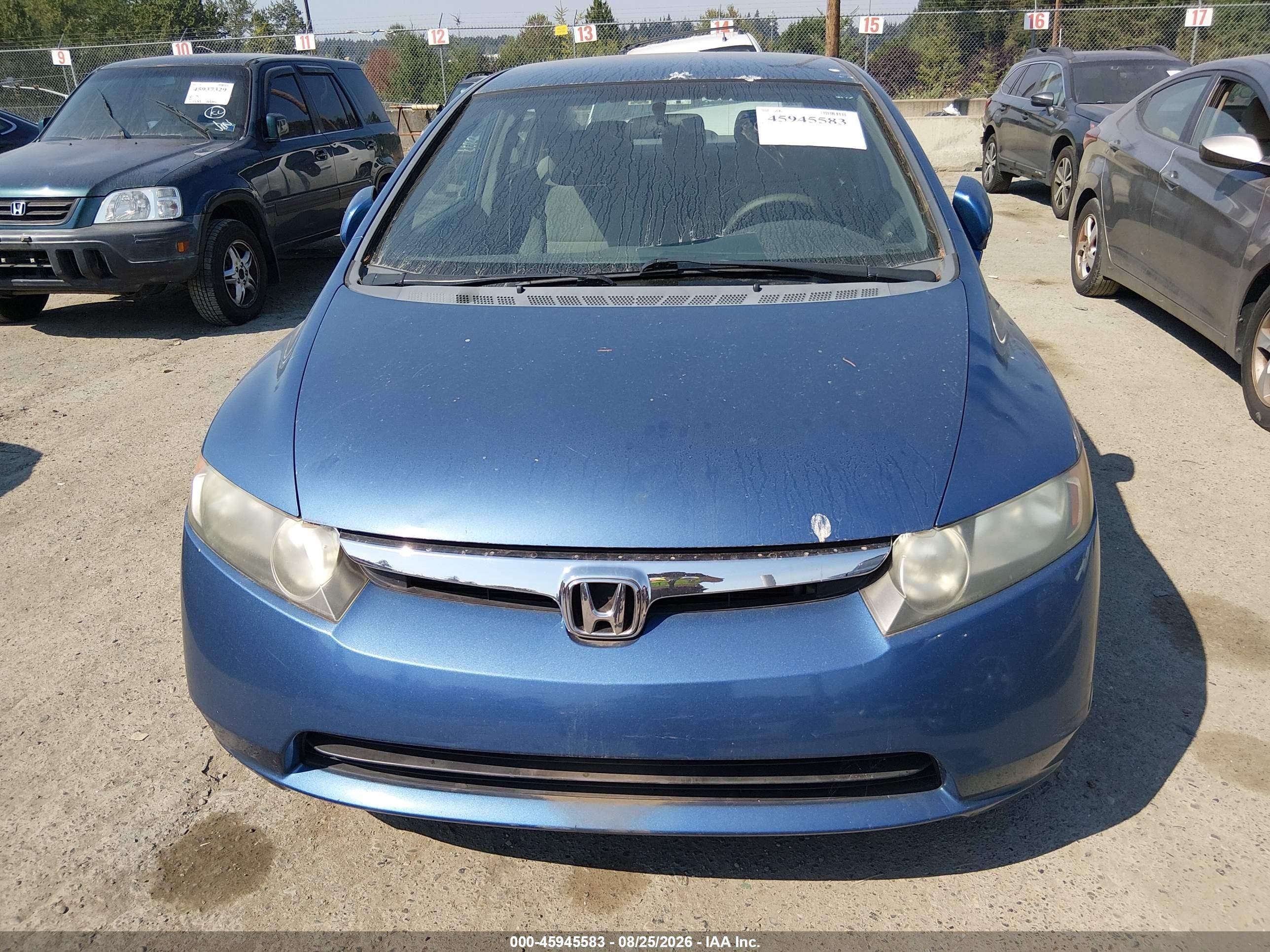 2008 Honda Civic Lx Blue vin: 1HGFA15518L052198