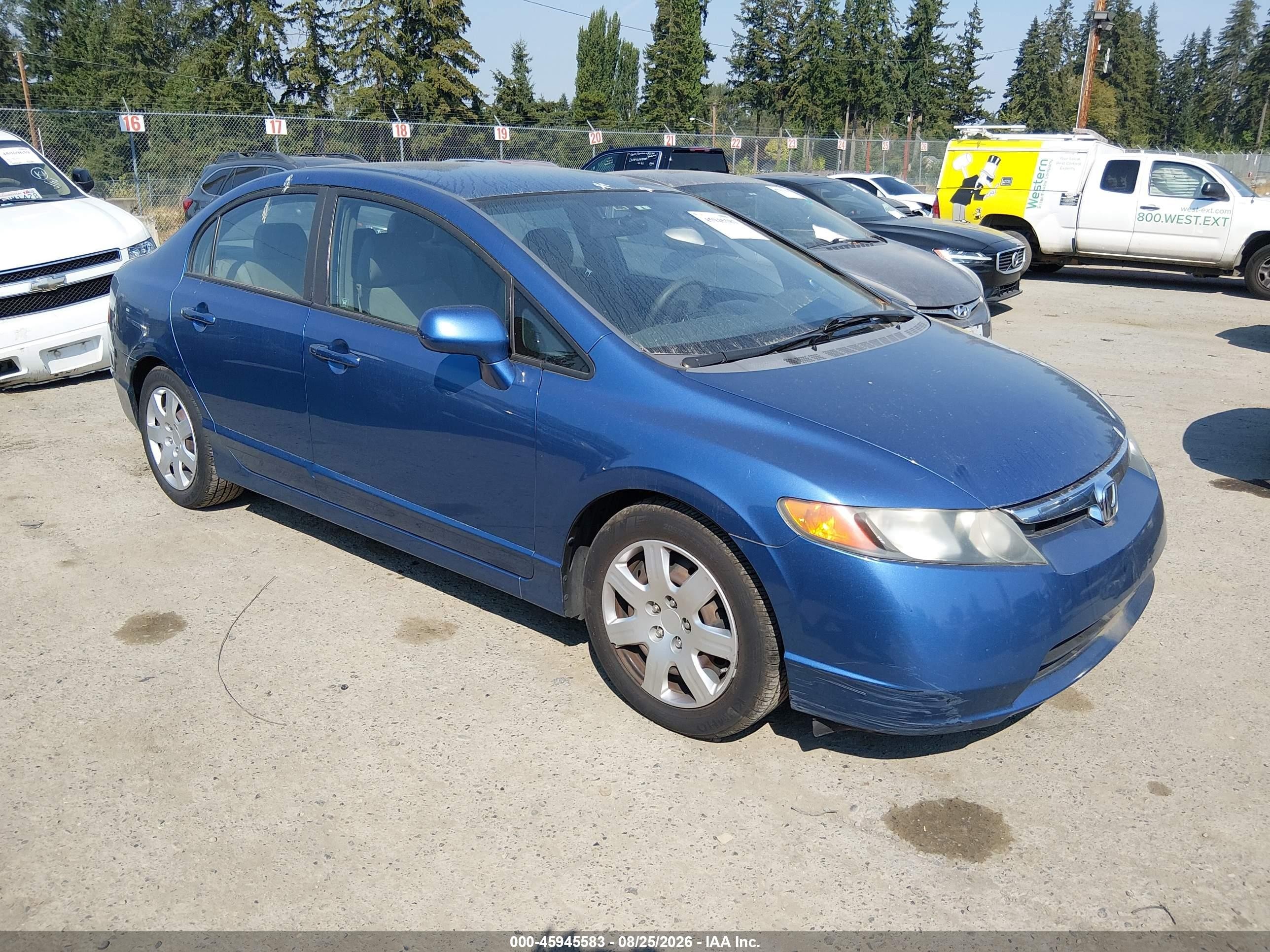 2008 Honda Civic Lx Blue vin: 1HGFA15518L052198