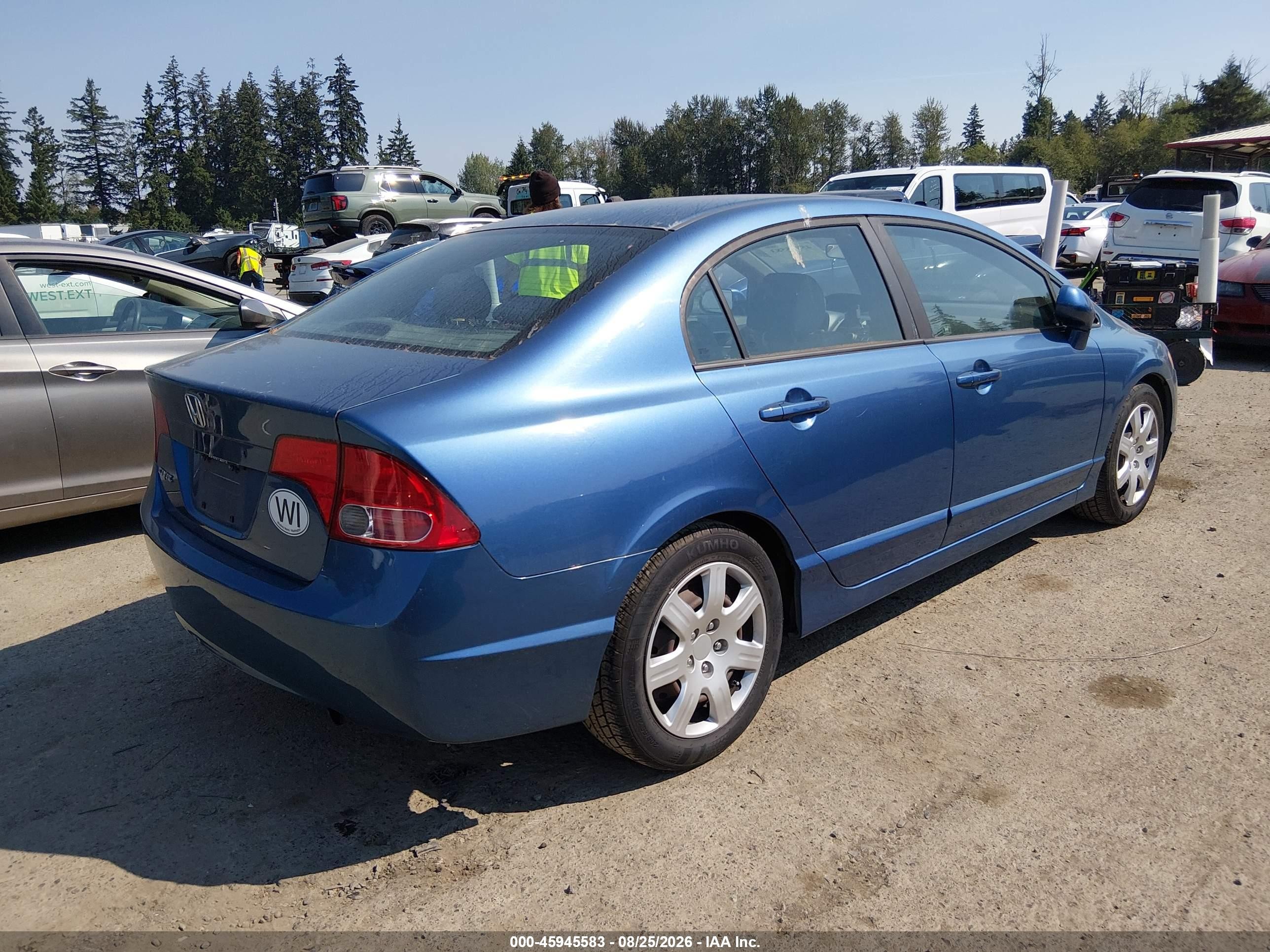 2008 Honda Civic Lx Blue vin: 1HGFA15518L052198