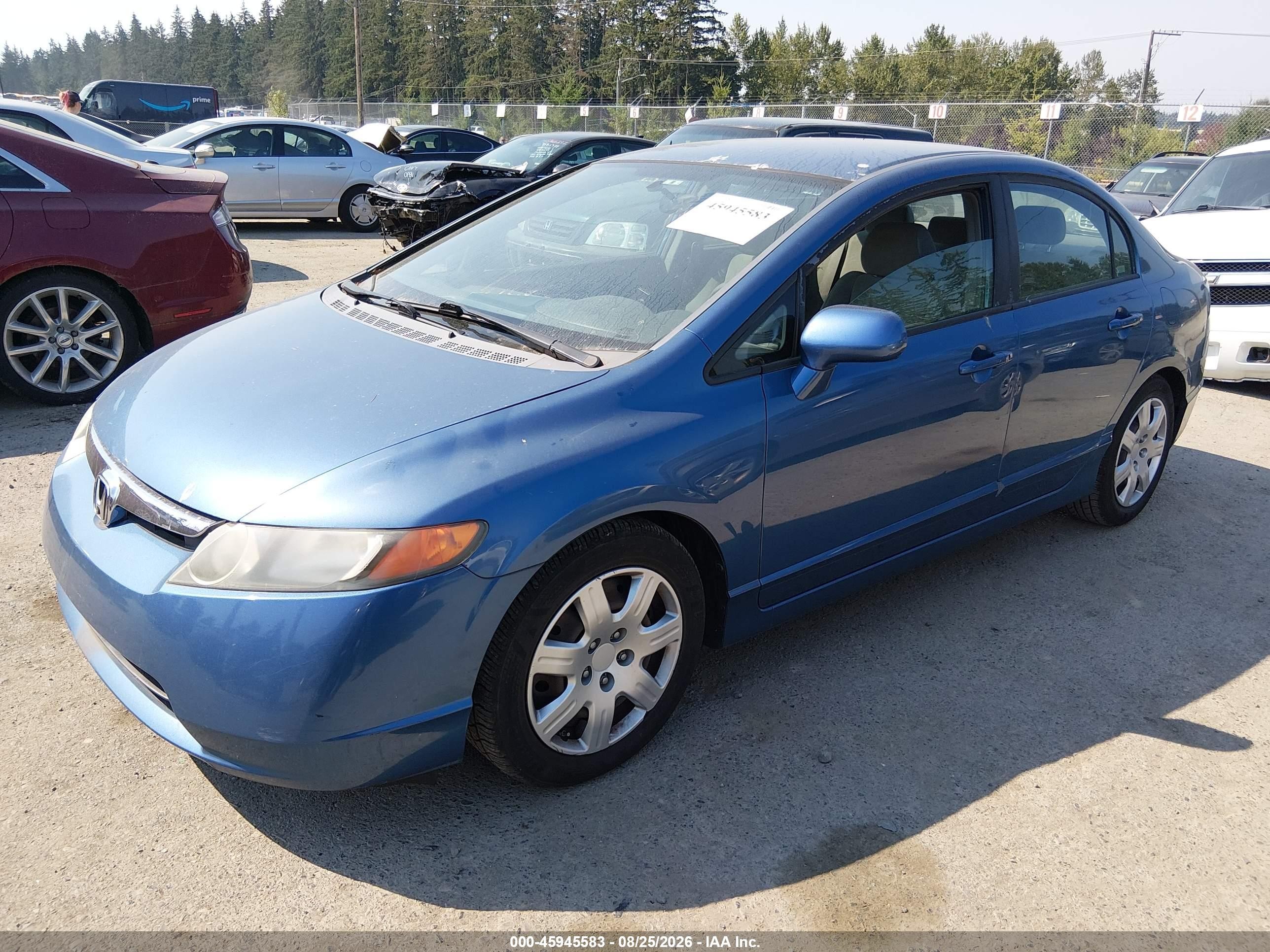 2008 Honda Civic Lx Blue vin: 1HGFA15518L052198