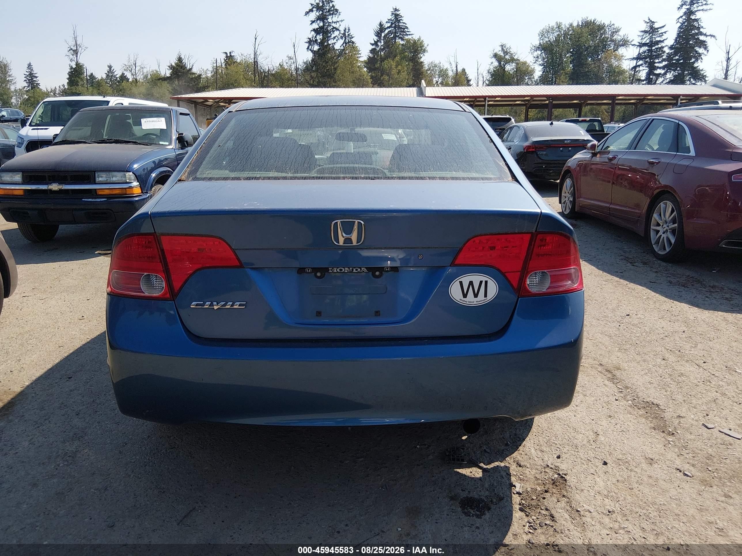 2008 Honda Civic Lx Blue vin: 1HGFA15518L052198