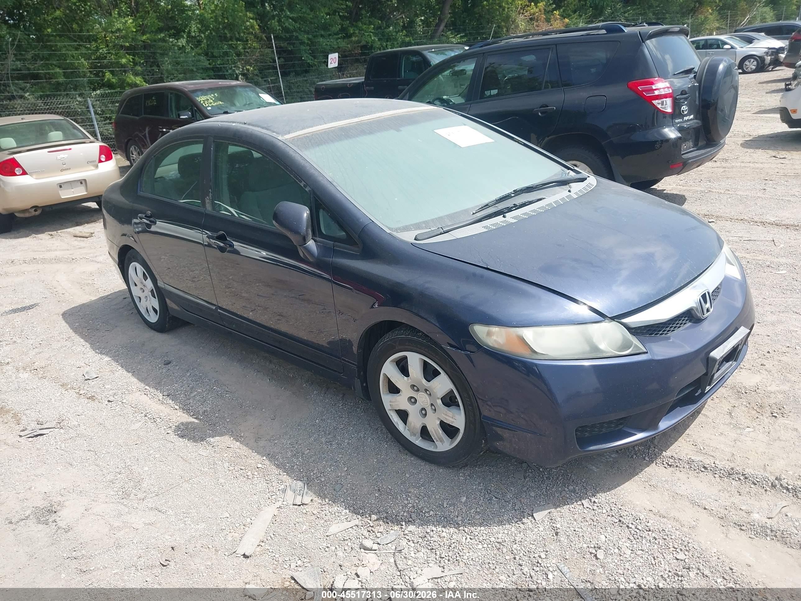 2009 Honda Civic Lx Blue vin: 1HGFA15549L000338