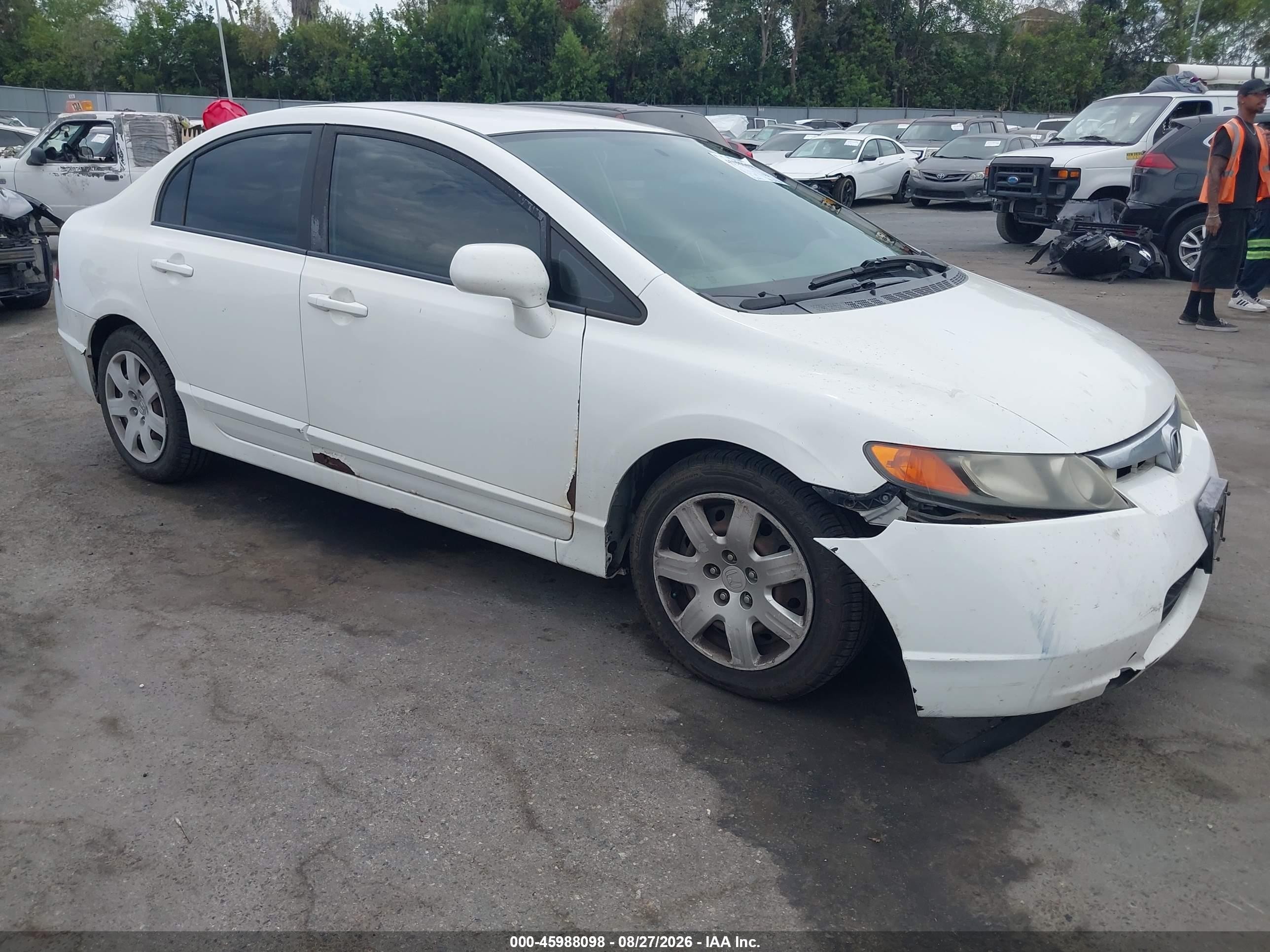 2007 Honda Civic Lx White vin: 1HGFA15577L123550