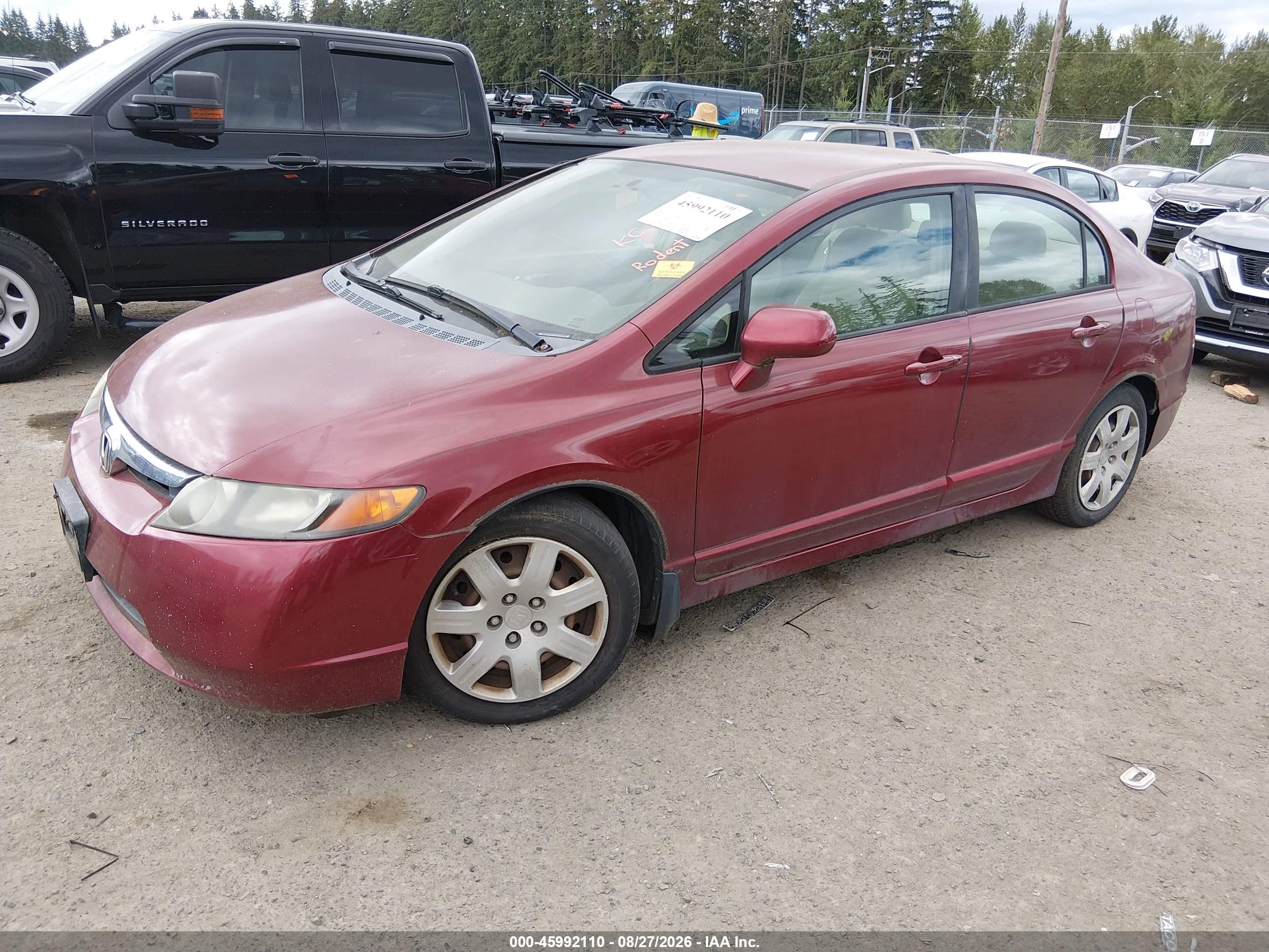 2006 Honda Civic Lx Burgundy vin: 1HGFA15586L046573