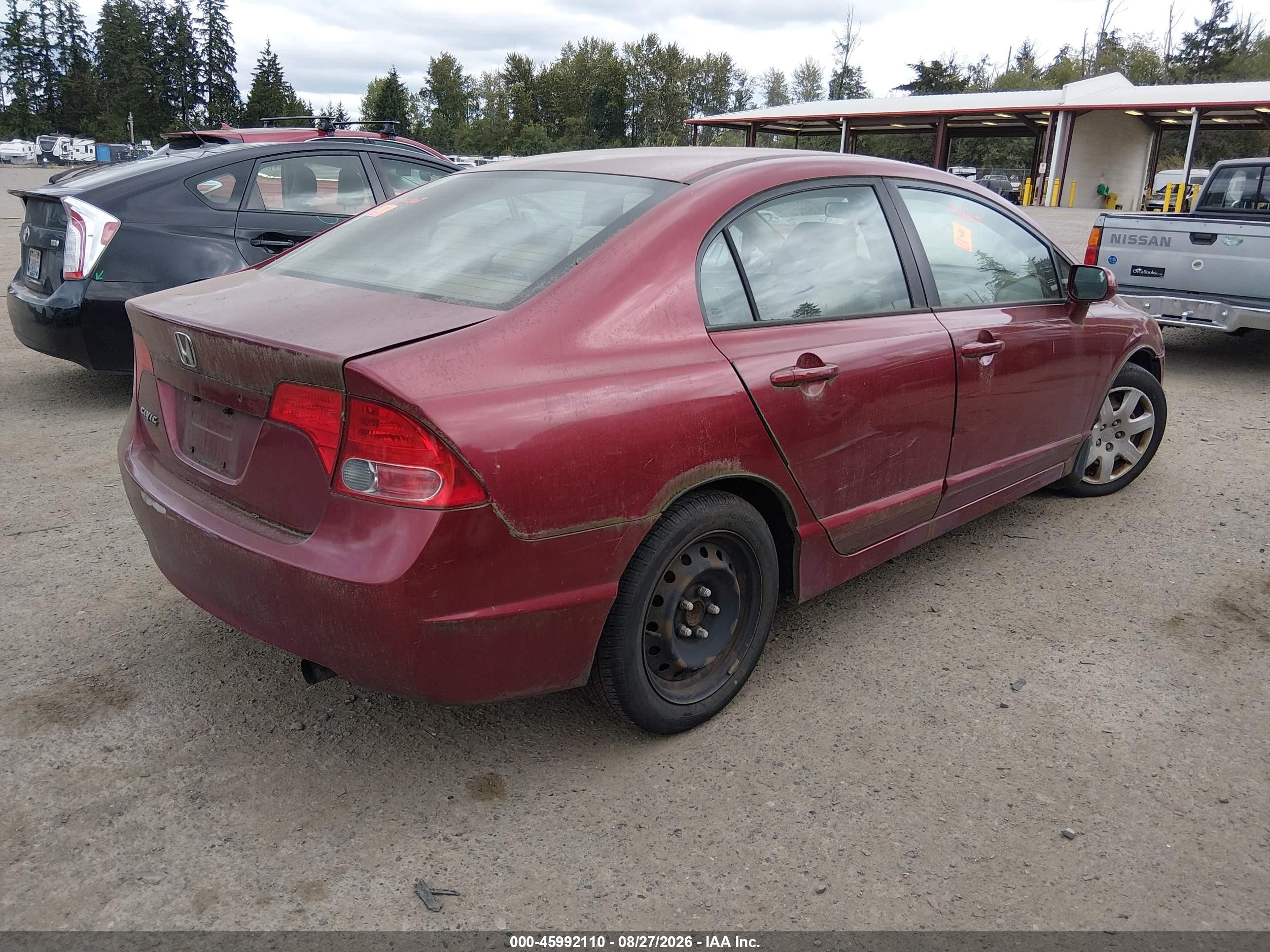 2006 Honda Civic Lx Burgundy vin: 1HGFA15586L046573