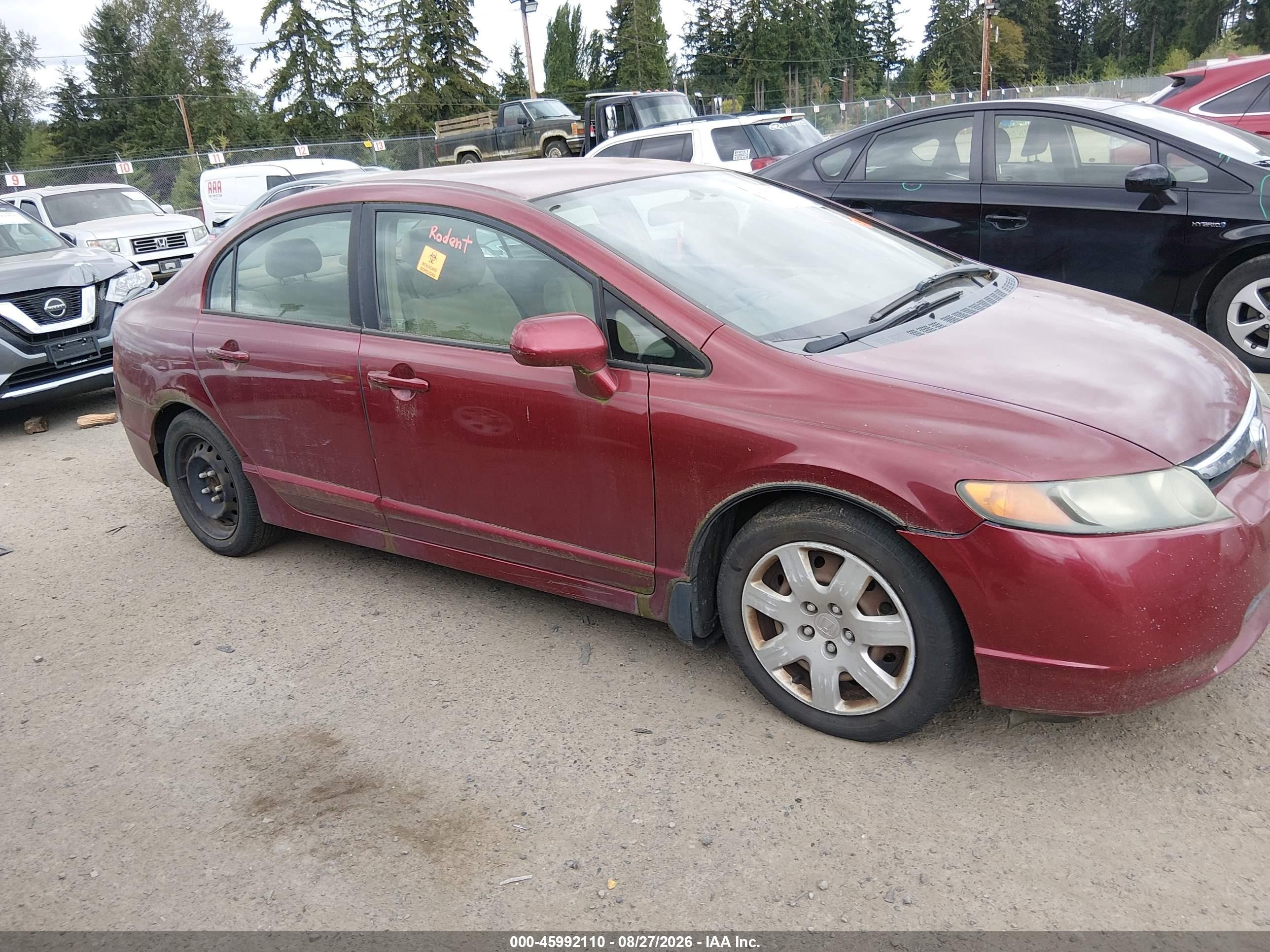2006 Honda Civic Lx Burgundy vin: 1HGFA15586L046573