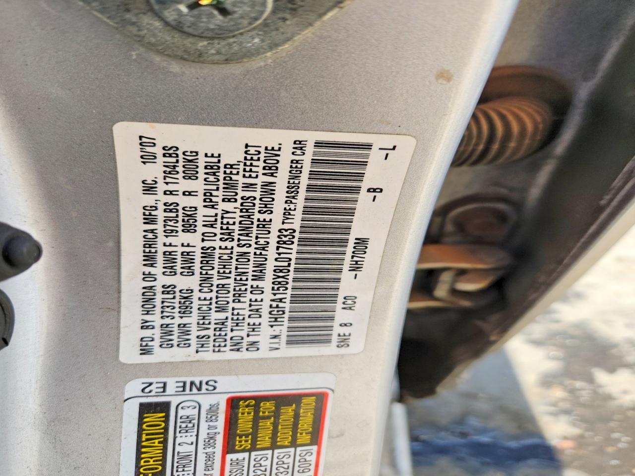 2008 Honda Civic Ex Silver vin: 1HGFA158X8L017833