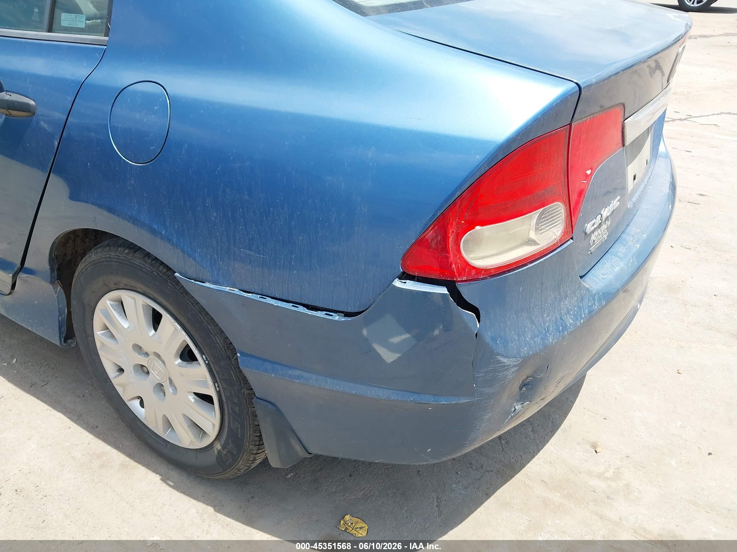 2009 Honda Civic Vp Blue vin: 1HGFA16349L013846