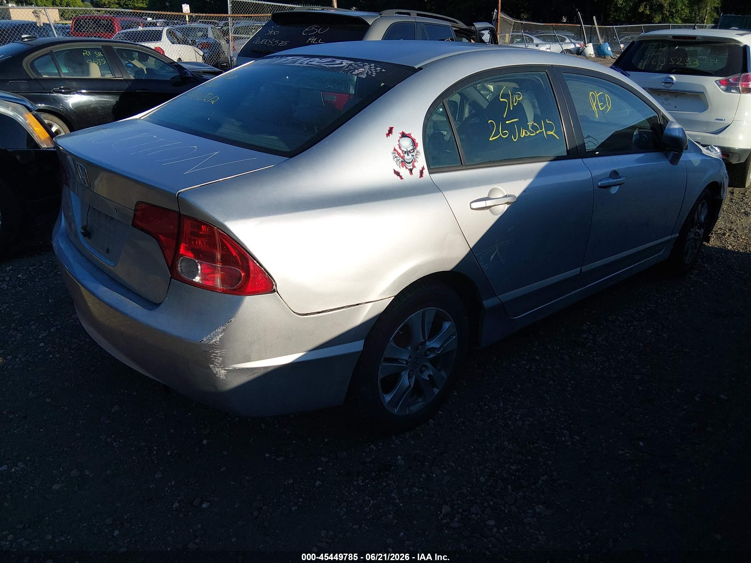2007 Honda Civic Lx Silver vin: 1HGFA16507L043151