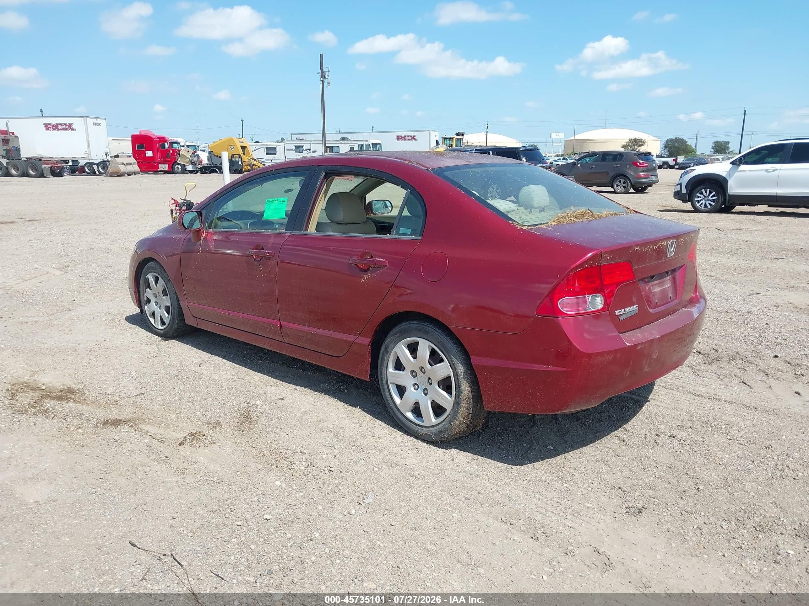2007 Honda Civic Lx Red vin: 1HGFA16507L135442