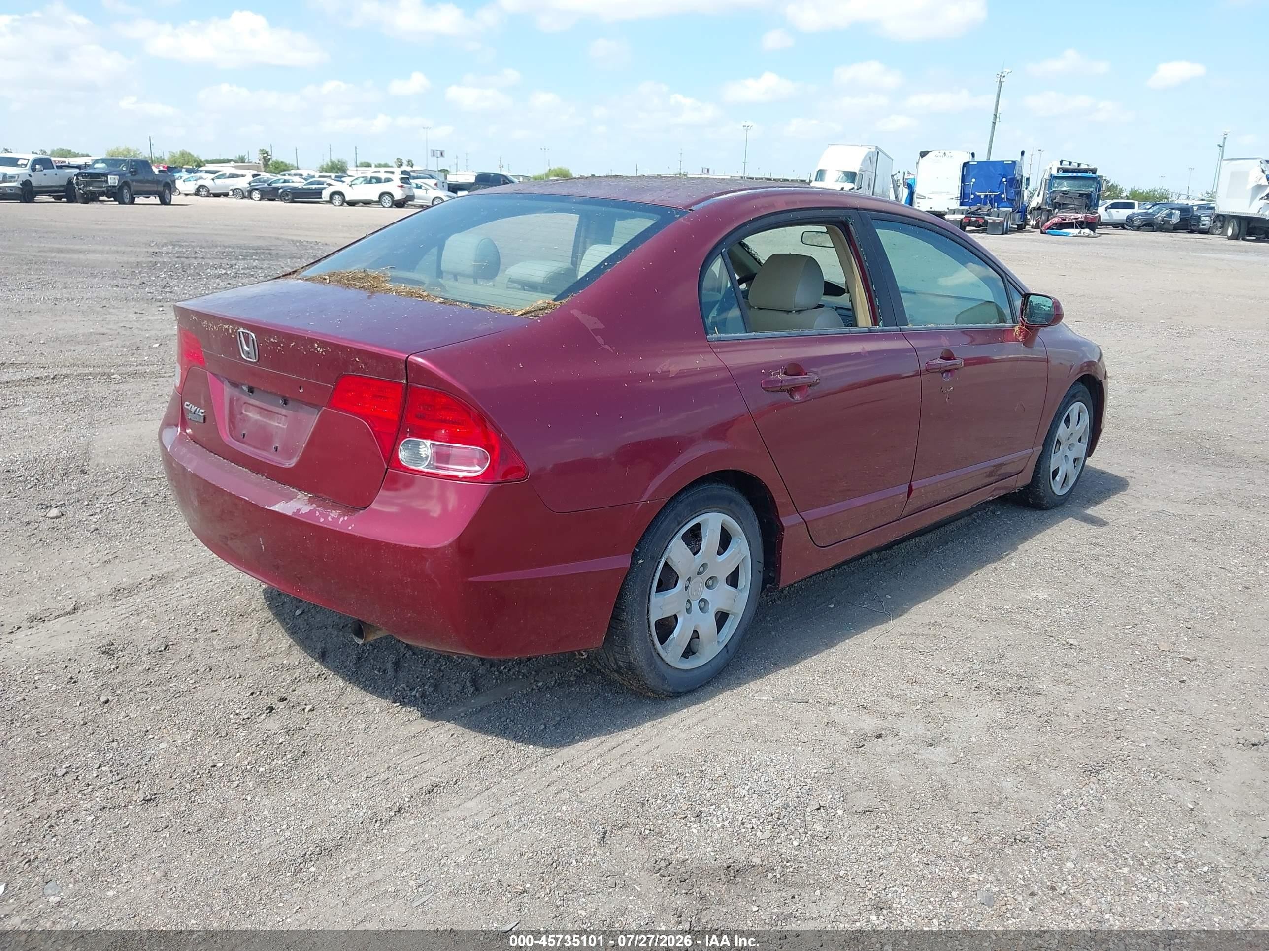2007 Honda Civic Lx Red vin: 1HGFA16507L135442