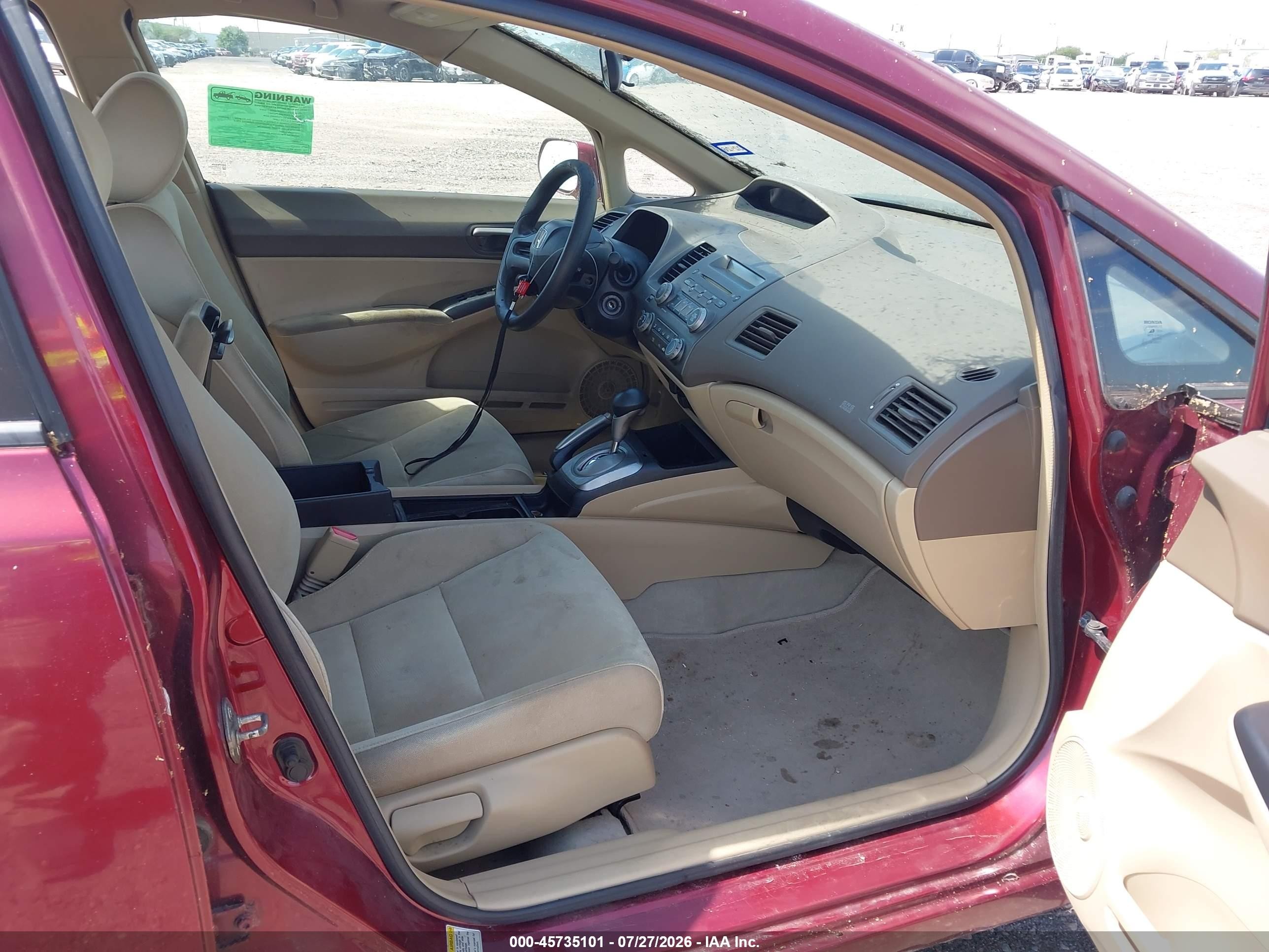 2007 Honda Civic Lx Red vin: 1HGFA16507L135442