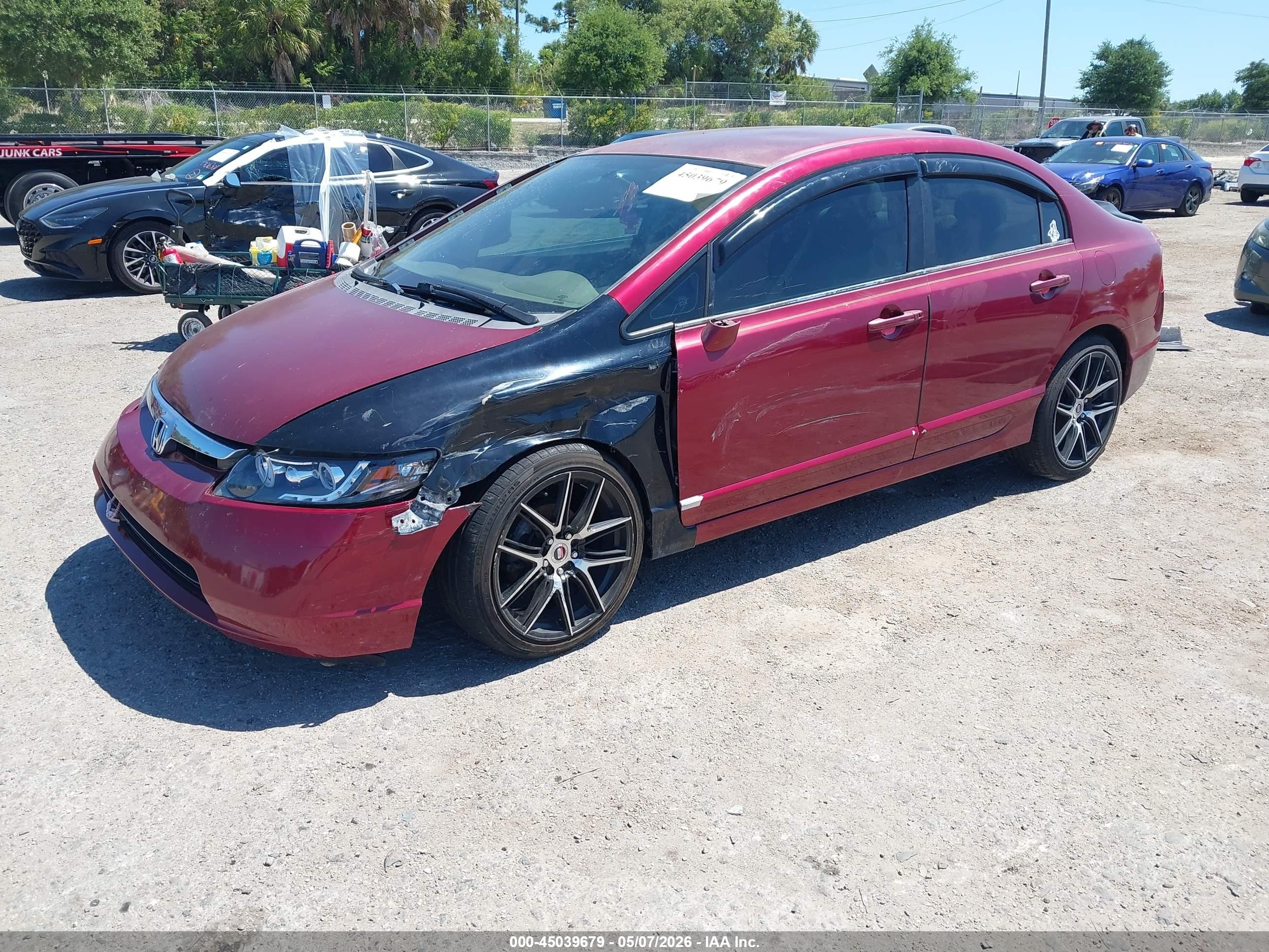 2007 Honda Civic Lx Burgundy vin: 1HGFA16517L049346